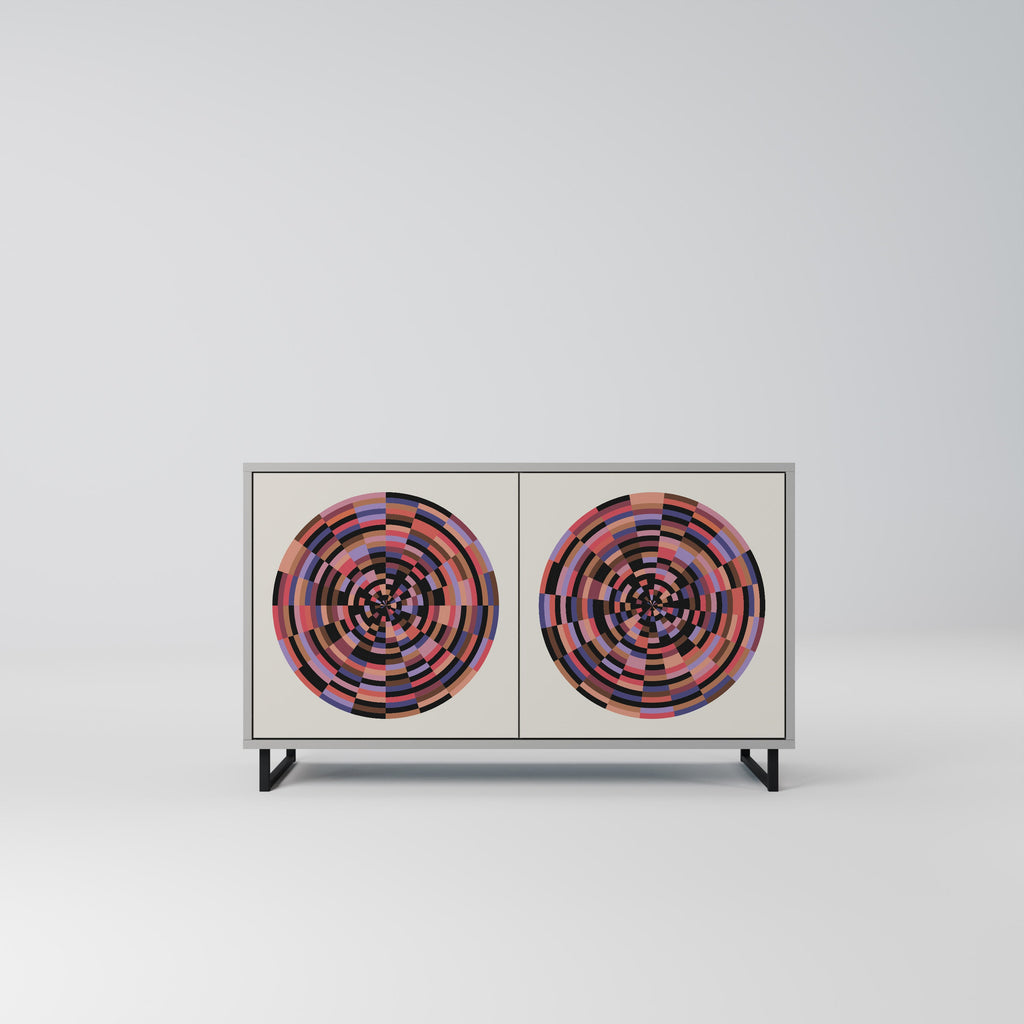 Buffet 2 portes BROWN CIRCLES en finition grise