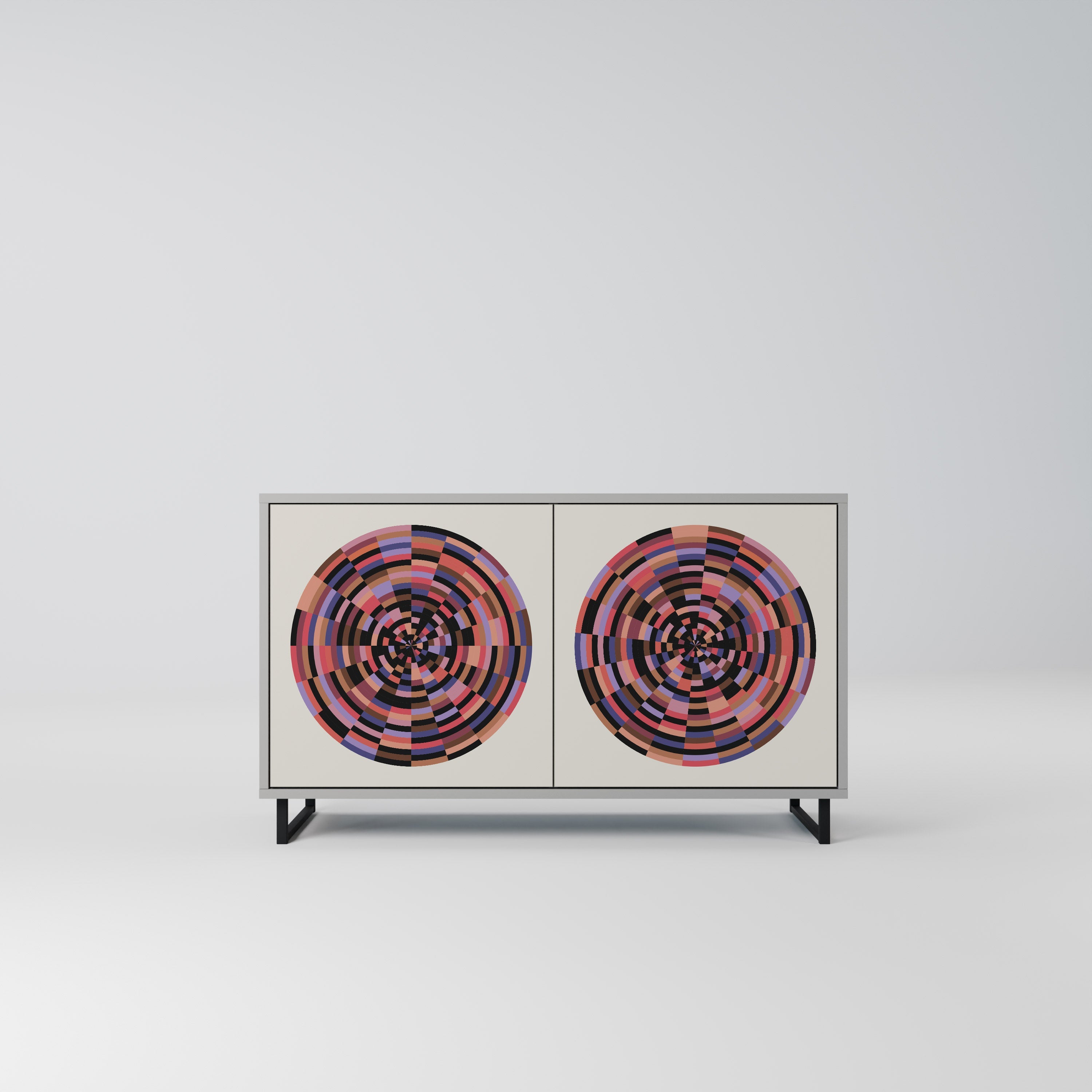 Buffet 2 portes BROWN CIRCLES en finition grise