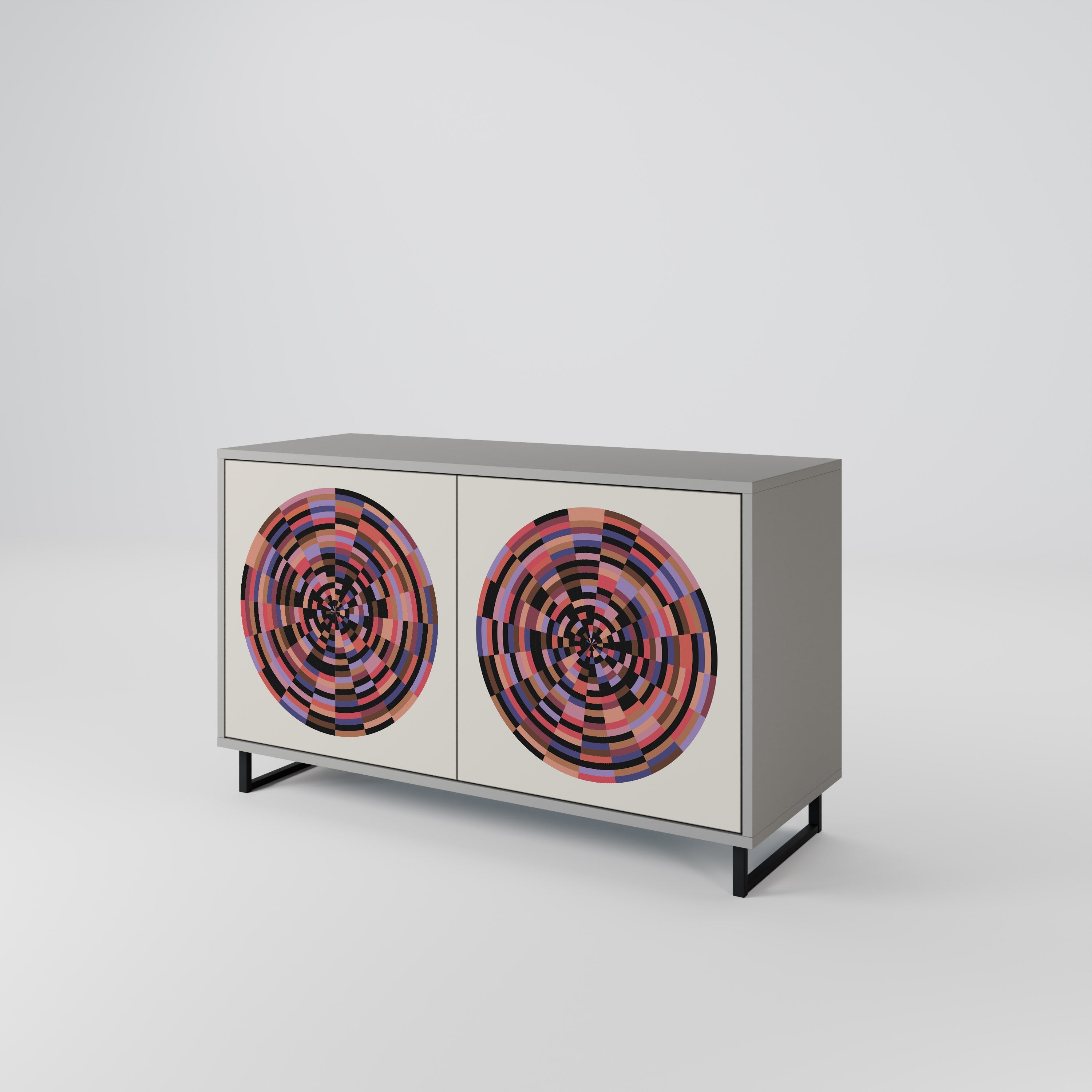 Buffet 2 portes BROWN CIRCLES en finition grise