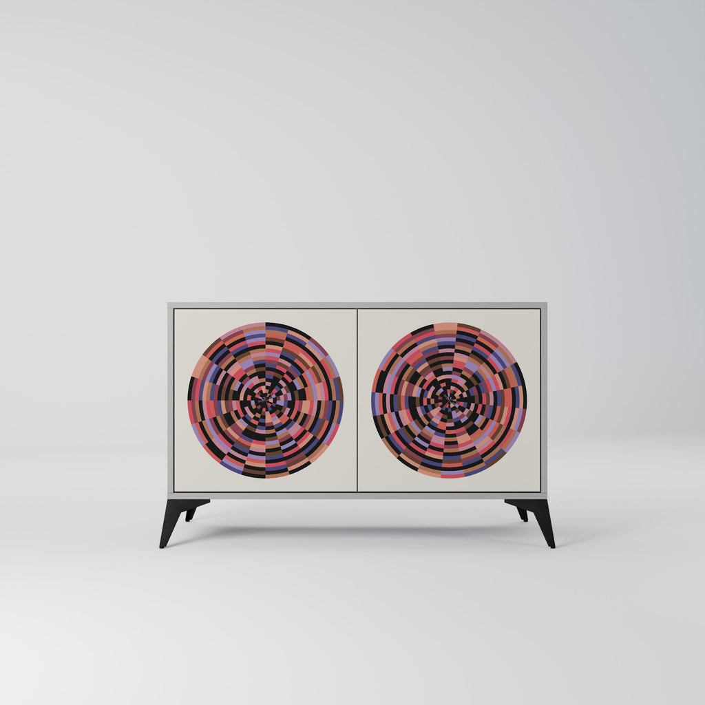 Buffet 2 portes BROWN CIRCLES en finition grise