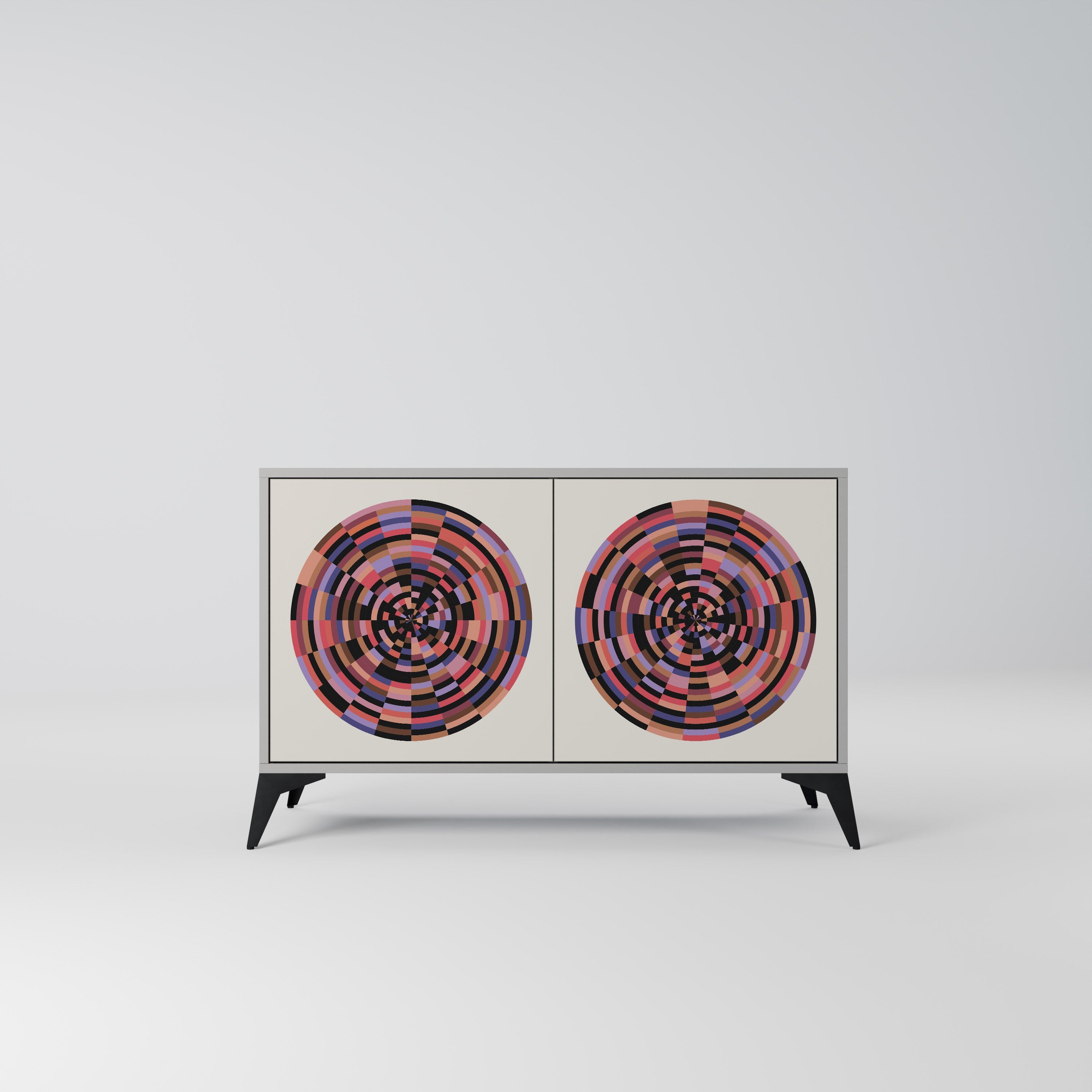 Buffet 2 portes BROWN CIRCLES en finition grise