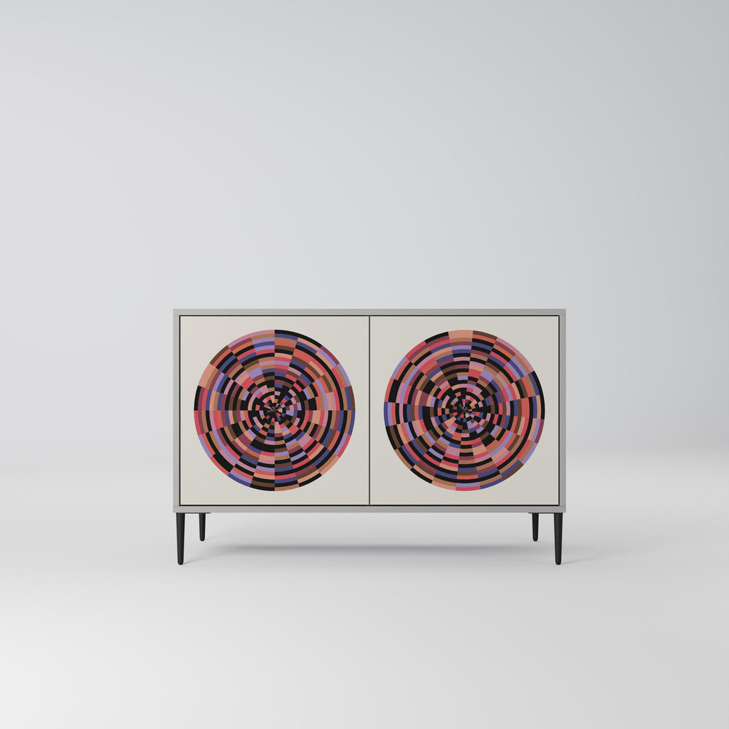 Buffet 2 portes BROWN CIRCLES en finition grise