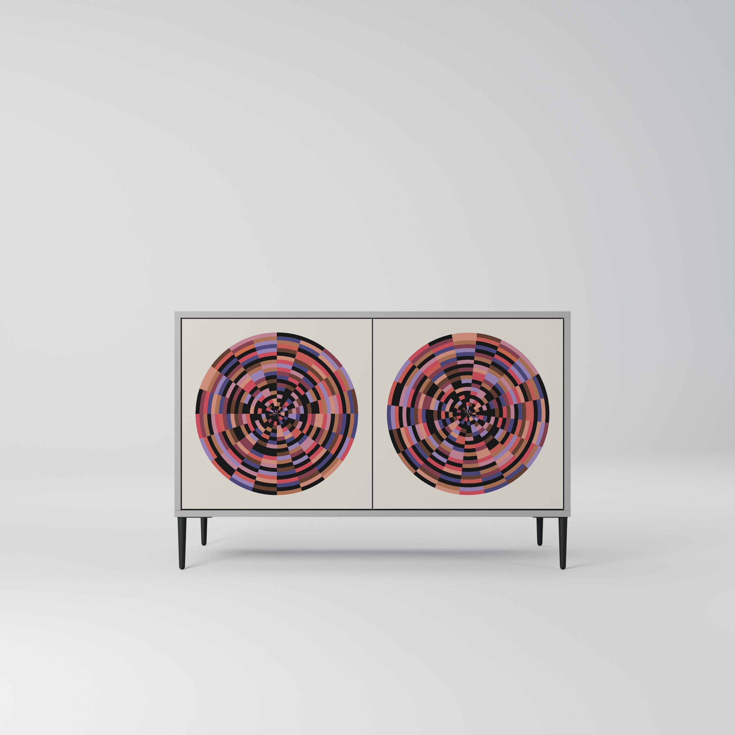 Buffet 2 portes BROWN CIRCLES en finition grise