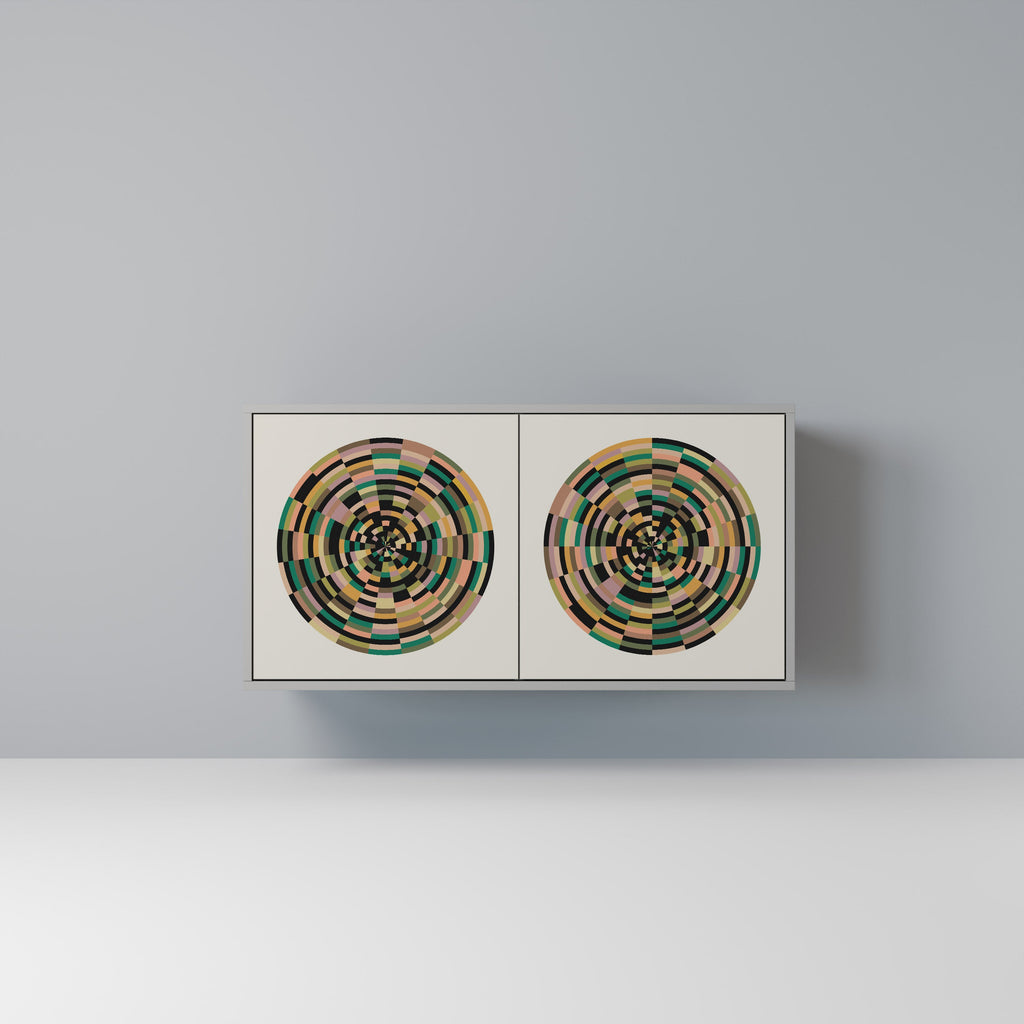 Buffet 2 portes GREEN CIRCLES finition grise