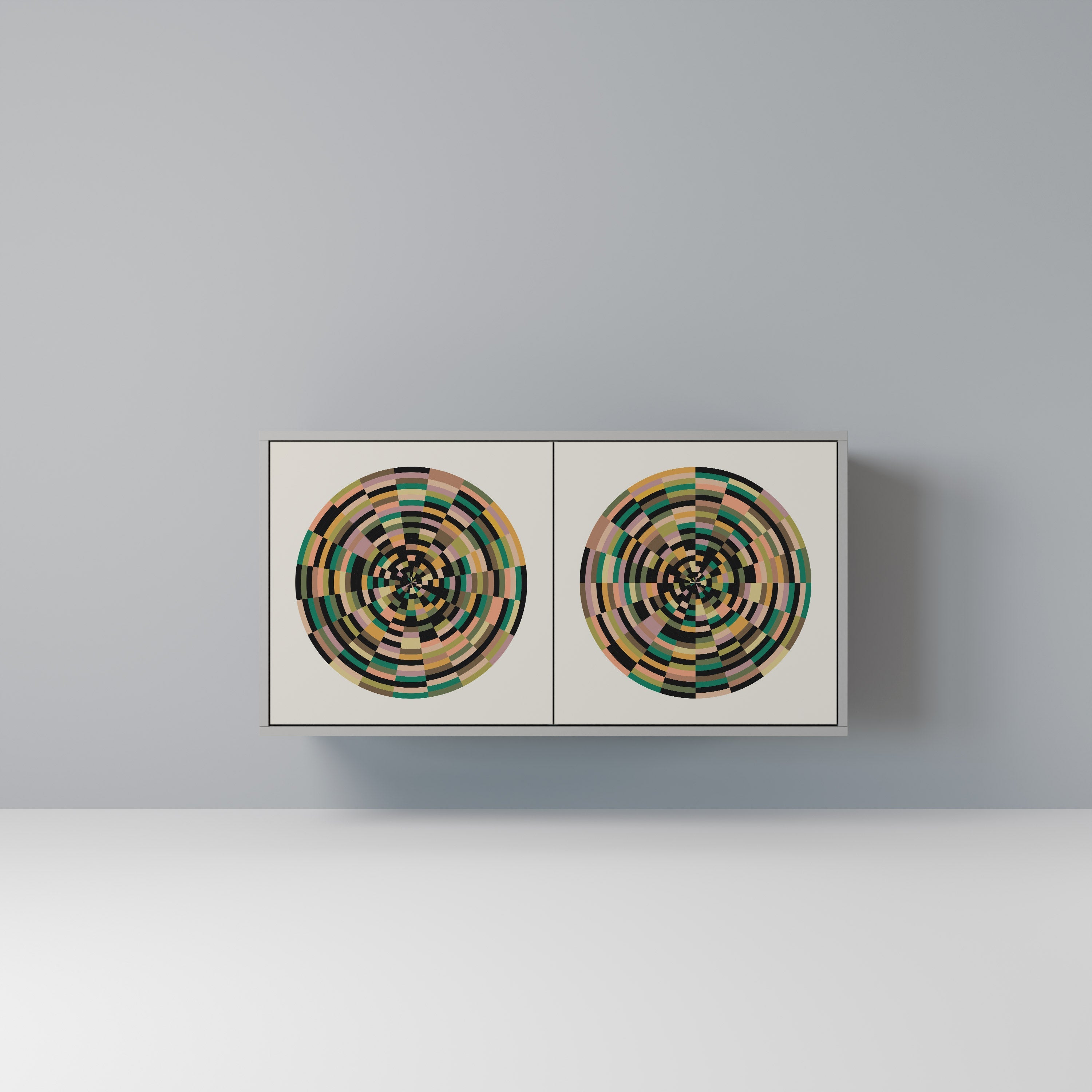 Buffet 2 portes GREEN CIRCLES finition grise