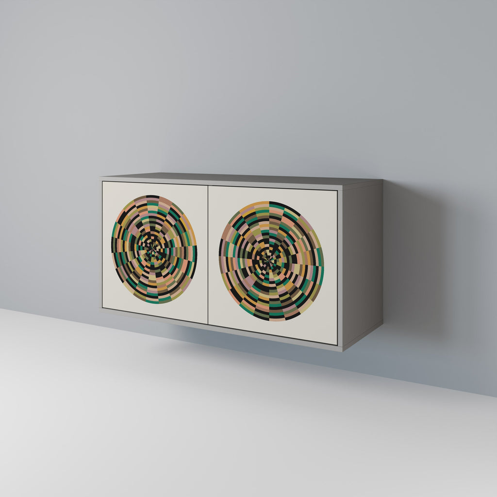 Buffet 2 portes GREEN CIRCLES finition grise