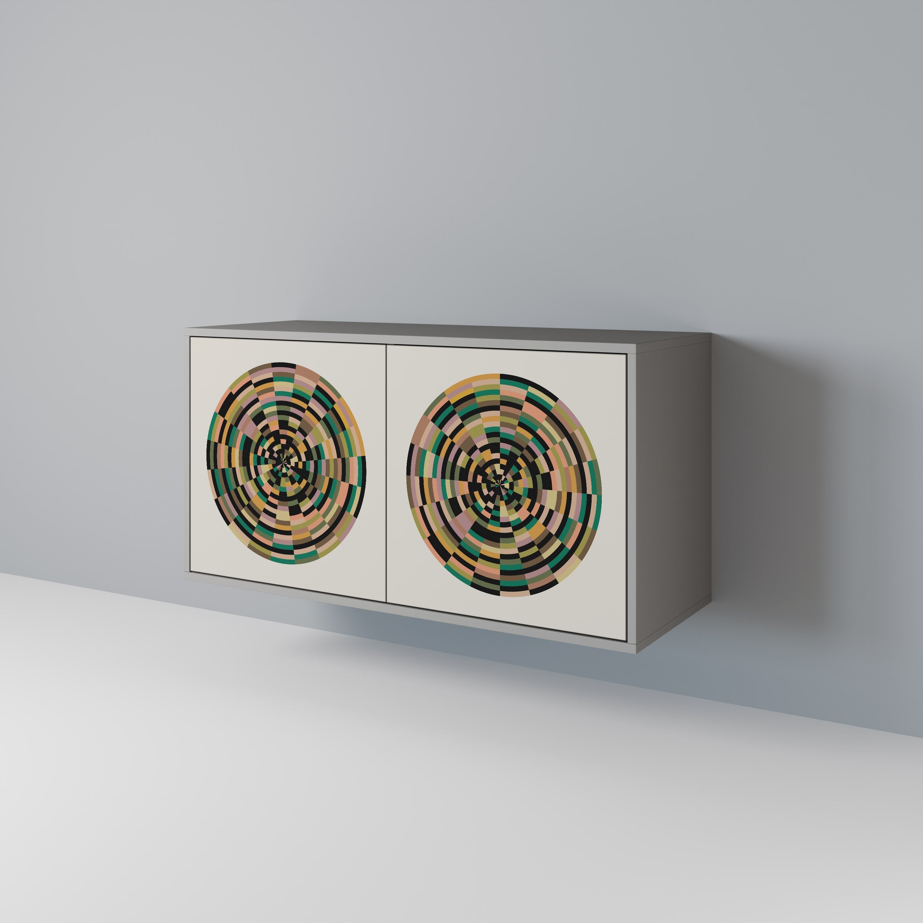 Buffet 2 portes GREEN CIRCLES finition grise