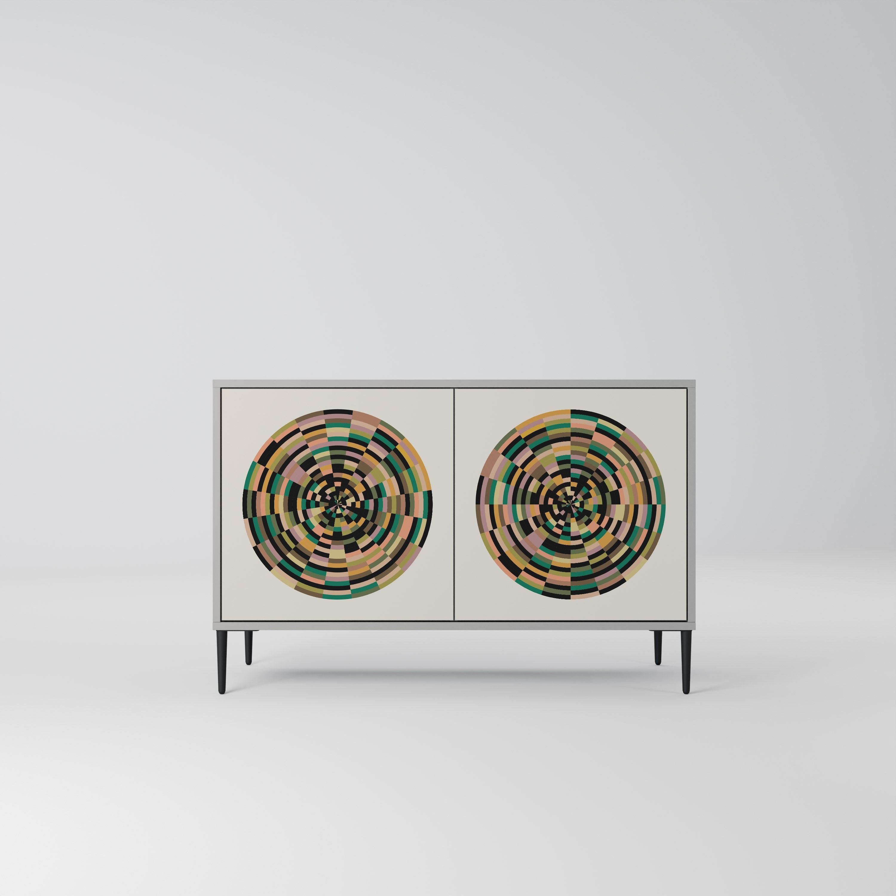 Buffet 2 portes GREEN CIRCLES finition grise