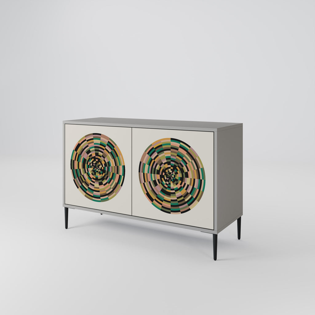 Buffet 2 portes GREEN CIRCLES finition grise