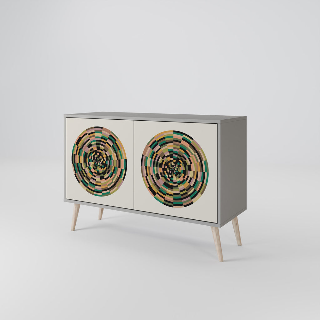 Buffet 2 portes GREEN CIRCLES finition grise