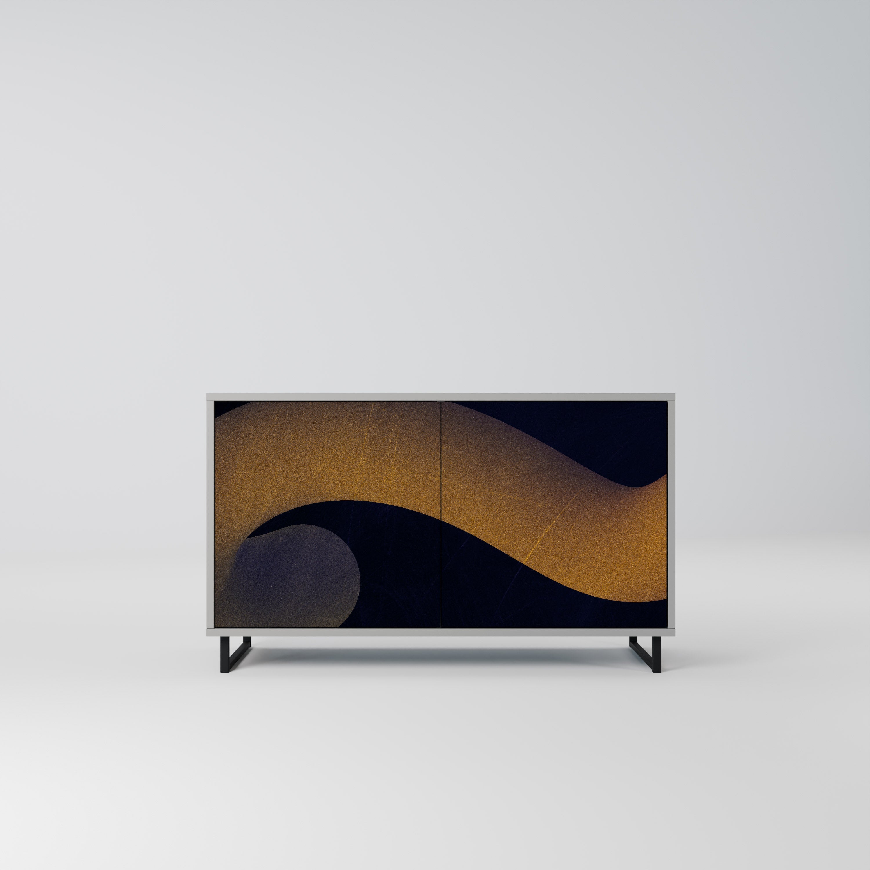 Buffet 2 portes HOLLOW TIME finition grise