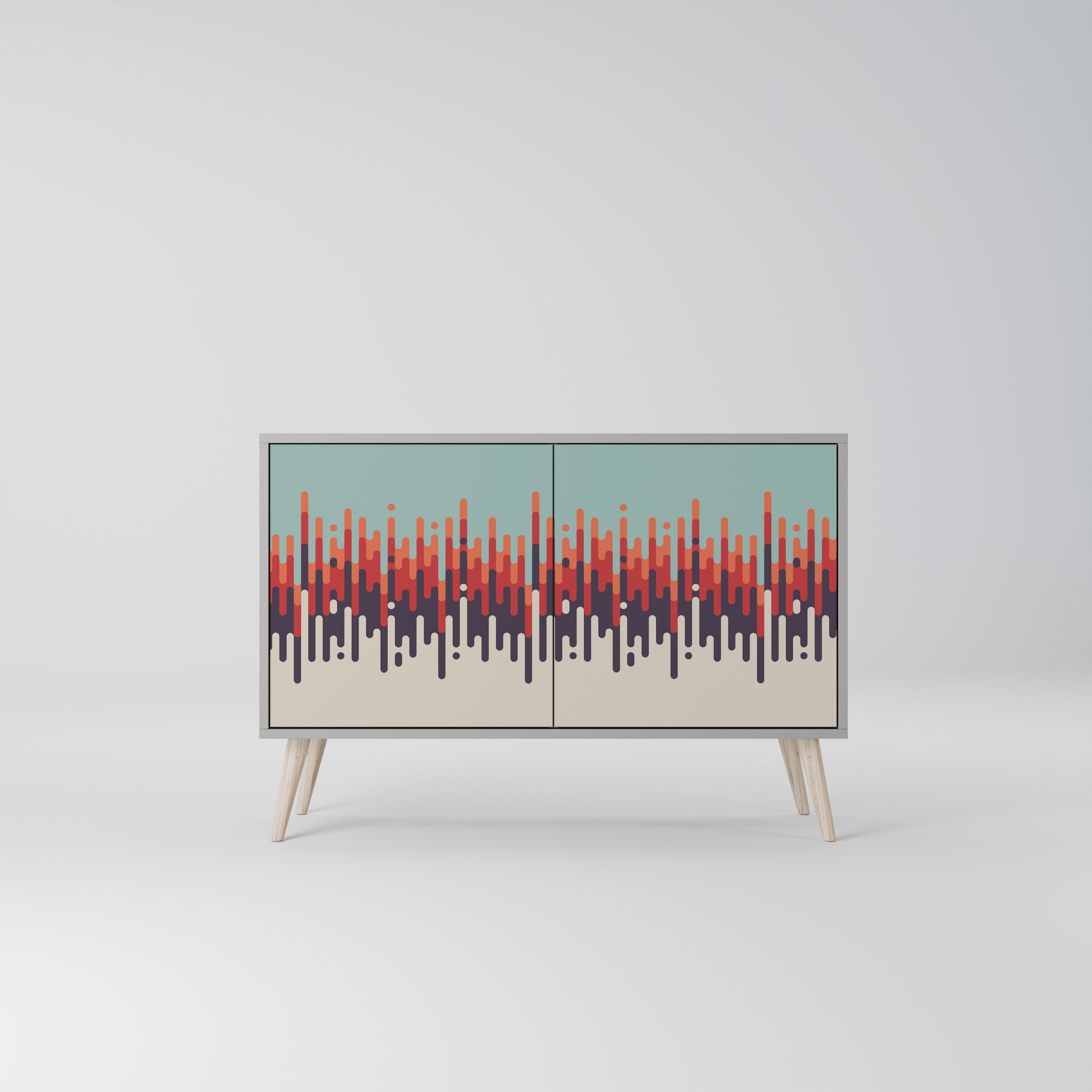 Buffet 2 portes CHROMA CONTOURS finition grise