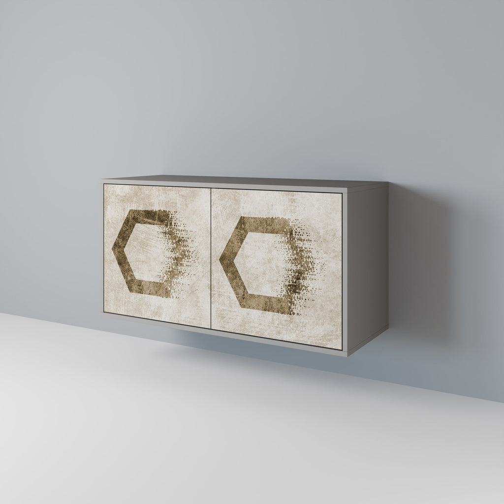 Buffet 2 portes HEXAGONAL SHAPES en finition grise