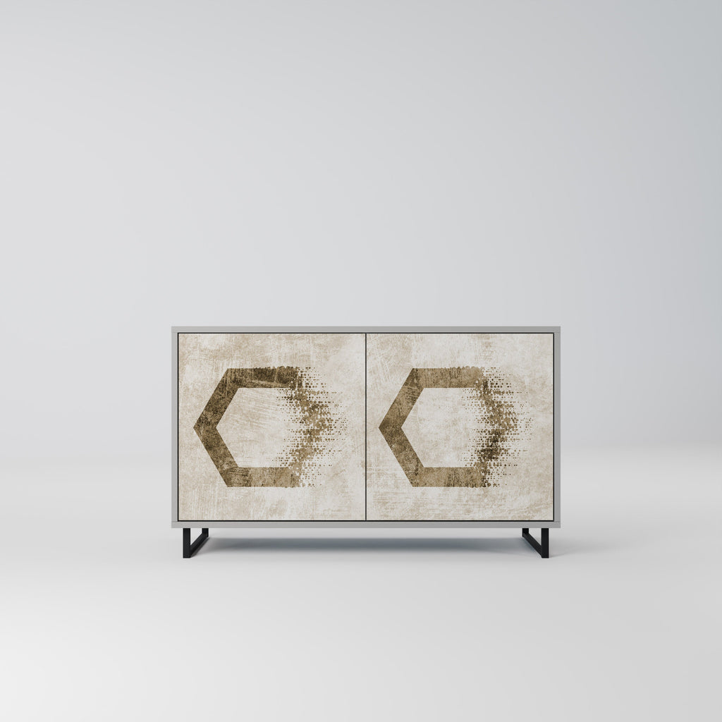 Buffet 2 portes HEXAGONAL SHAPES en finition grise