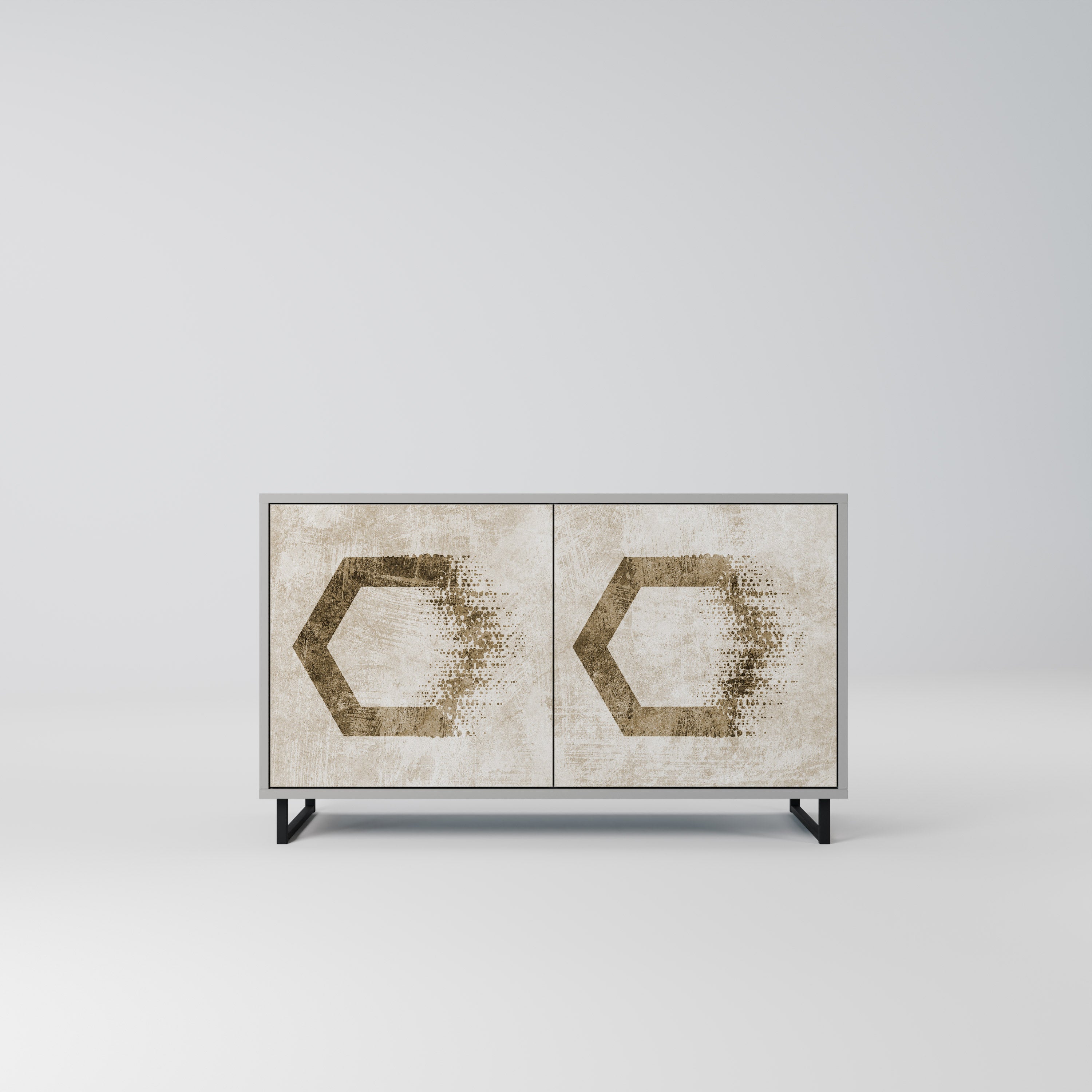 Buffet 2 portes HEXAGONAL SHAPES en finition grise