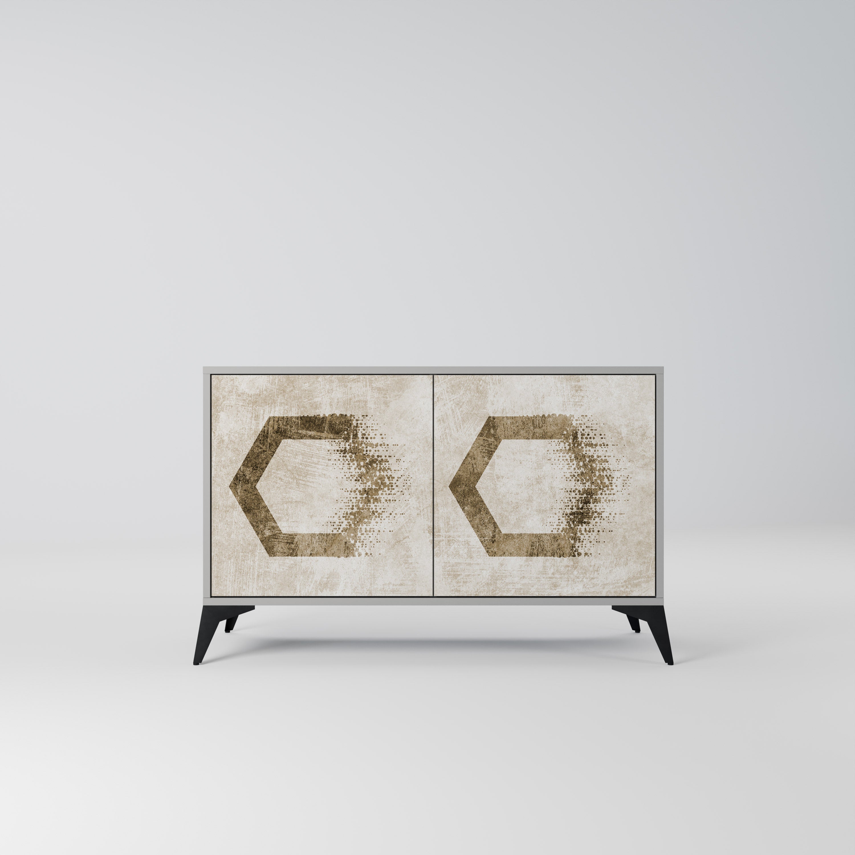 Buffet 2 portes HEXAGONAL SHAPES en finition grise