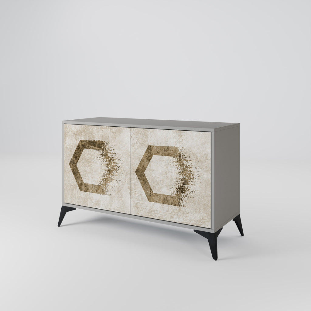 Buffet 2 portes HEXAGONAL SHAPES en finition grise