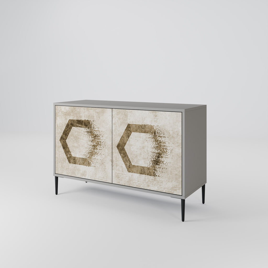 Buffet 2 portes HEXAGONAL SHAPES en finition grise