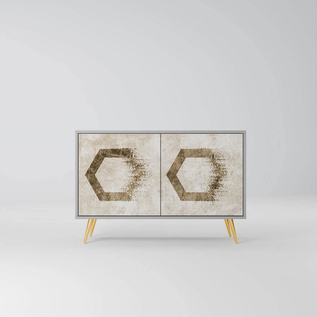 Buffet 2 portes HEXAGONAL SHAPES en finition grise