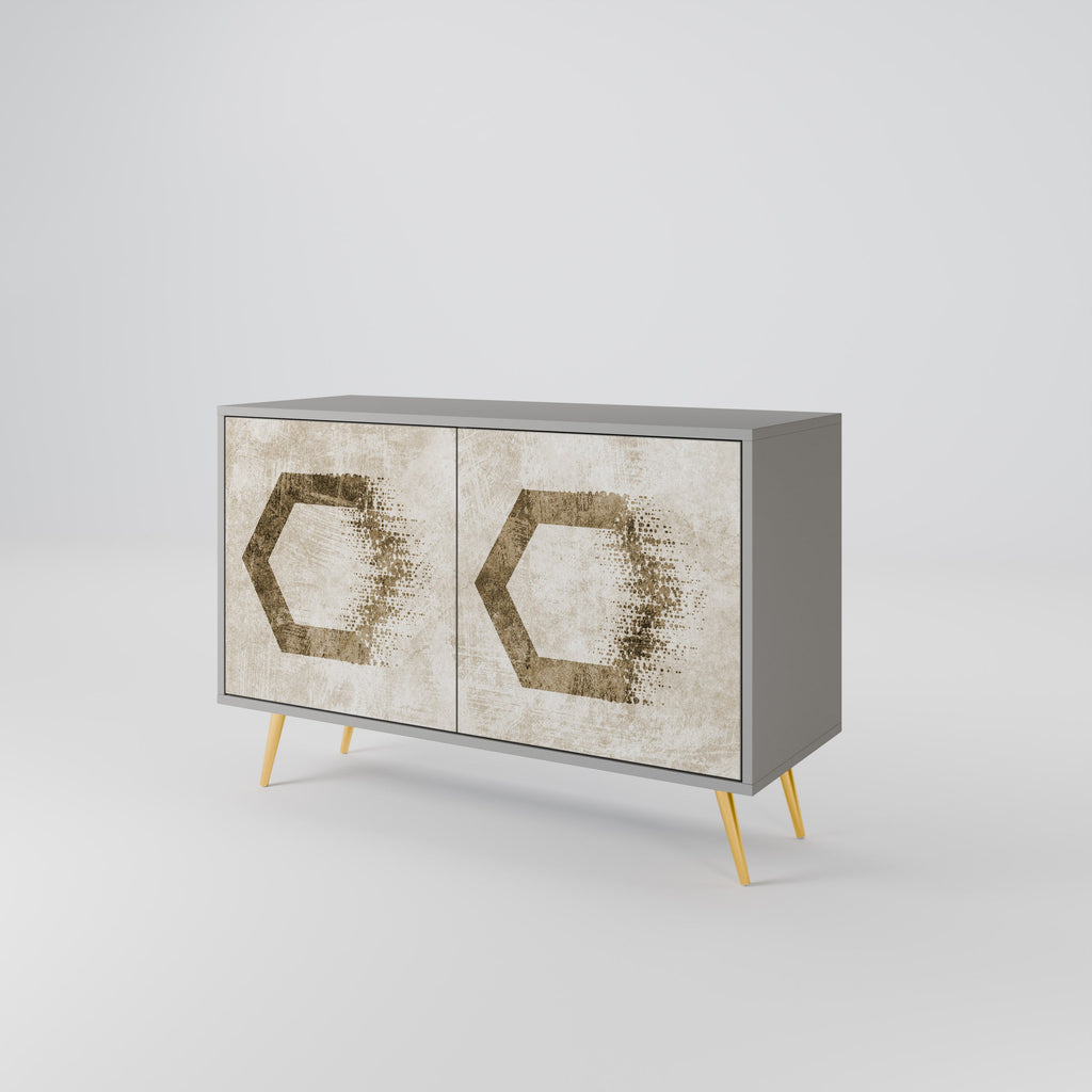 Buffet 2 portes HEXAGONAL SHAPES en finition grise