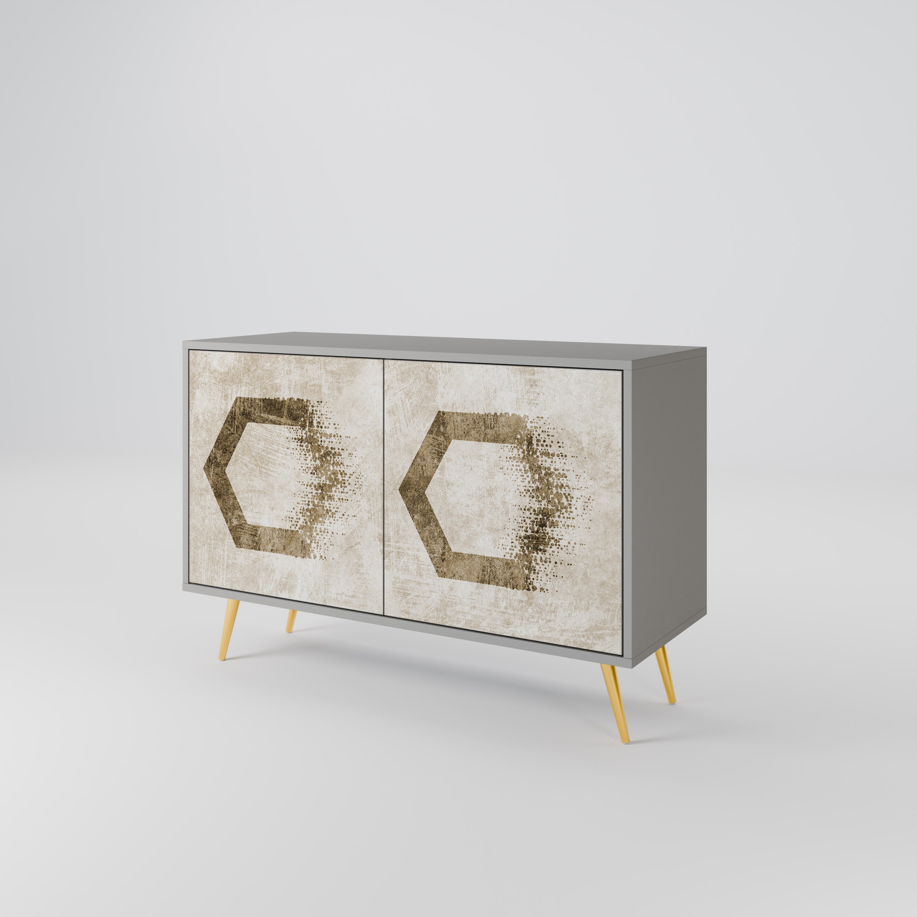 Buffet 2 portes HEXAGONAL SHAPES en finition grise