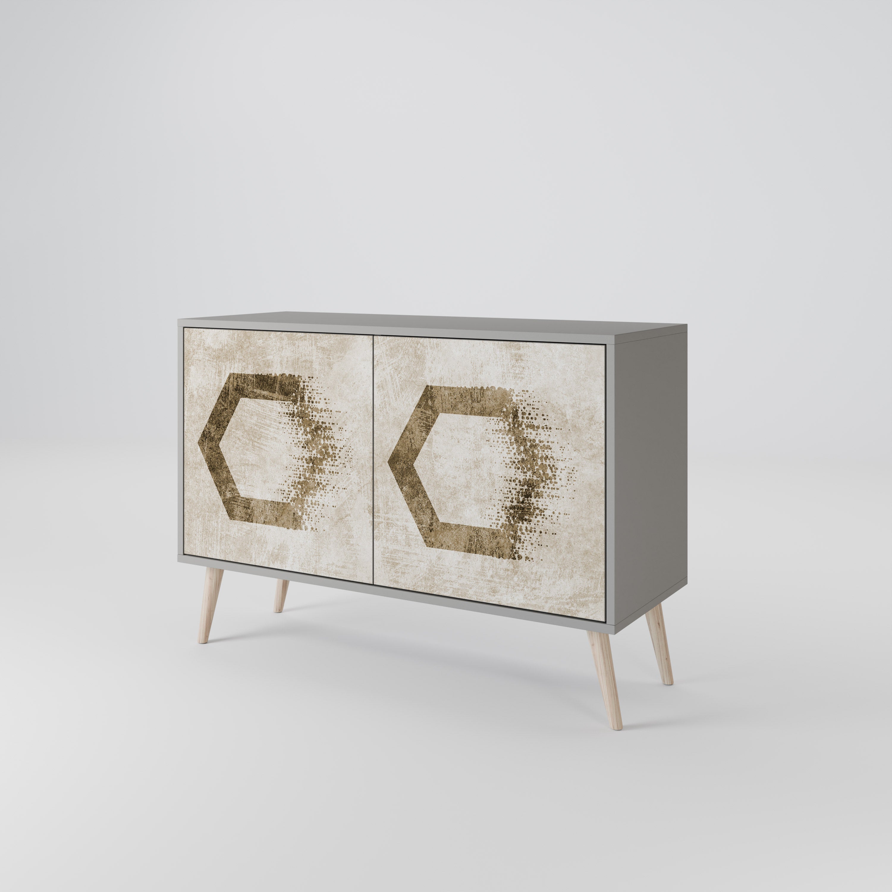 Buffet 2 portes HEXAGONAL SHAPES en finition grise