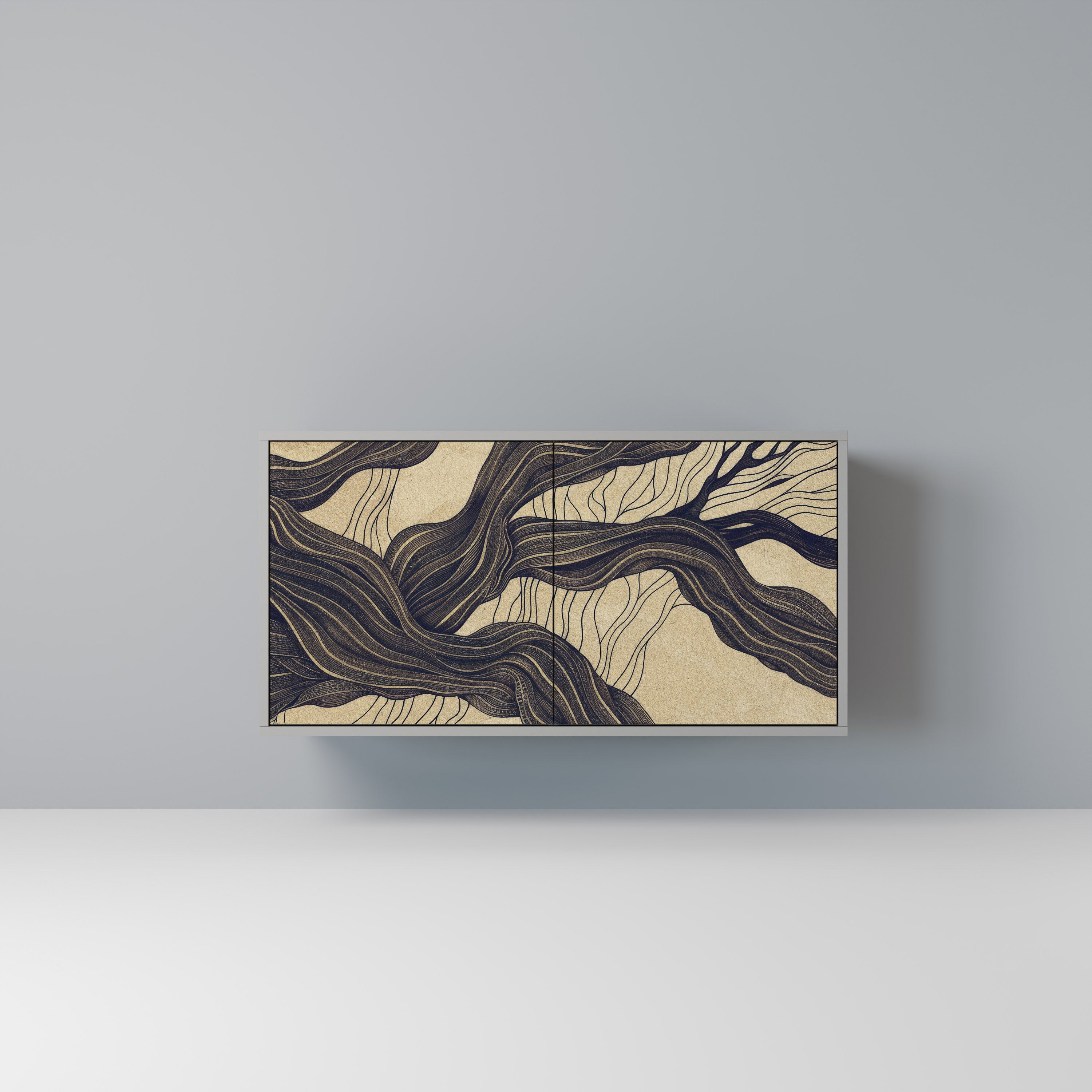 Buffet 2 portes UNIFIED FRAGMENTS en finition grise