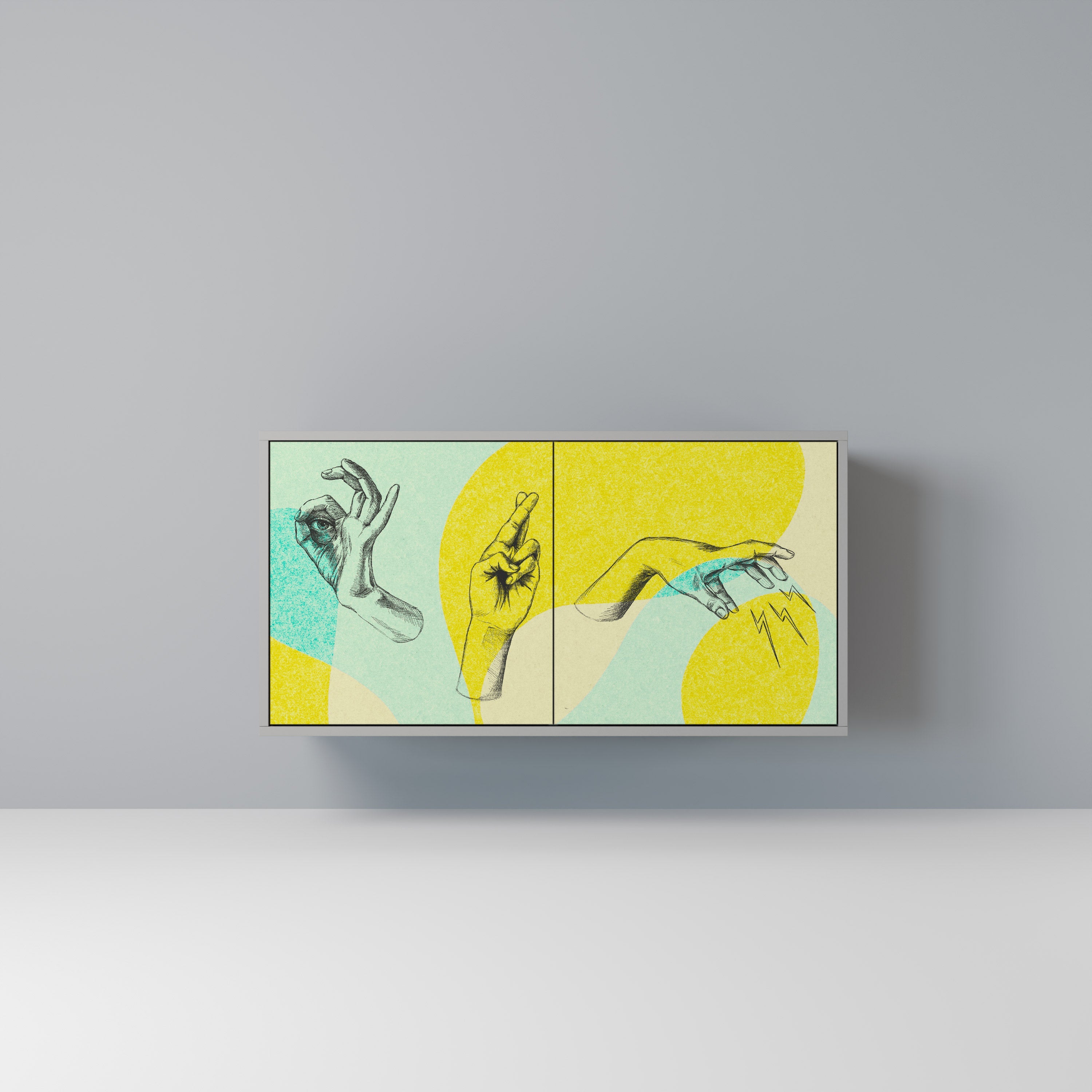 Buffet 2 portes BODY LANGUAGE en finition grise