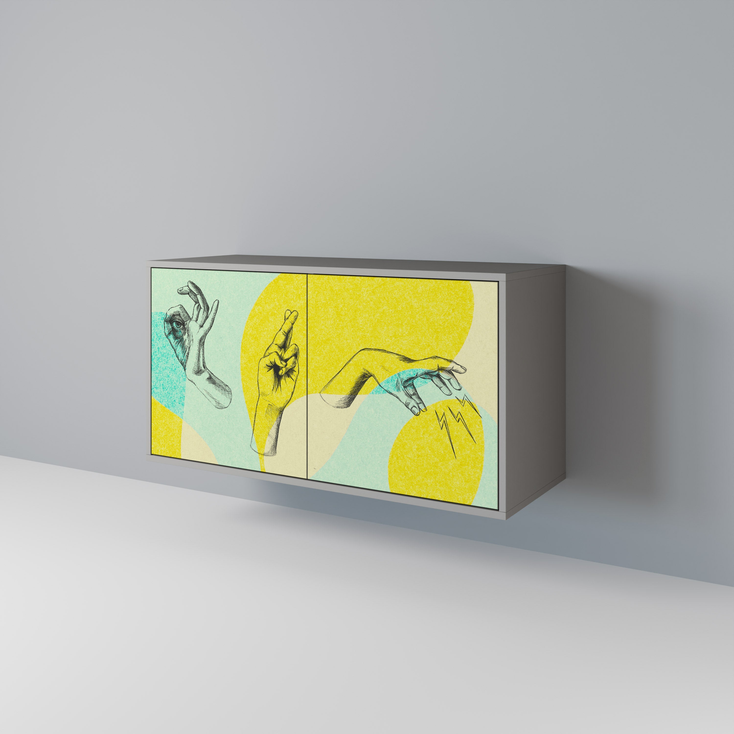 Buffet 2 portes BODY LANGUAGE en finition grise