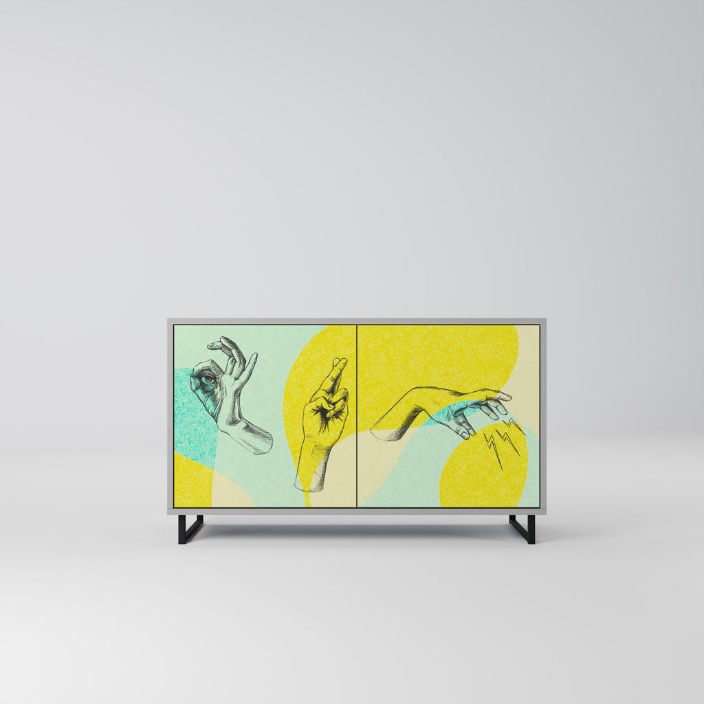 Buffet 2 portes BODY LANGUAGE en finition grise