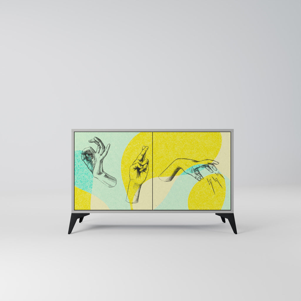 Buffet 2 portes BODY LANGUAGE en finition grise