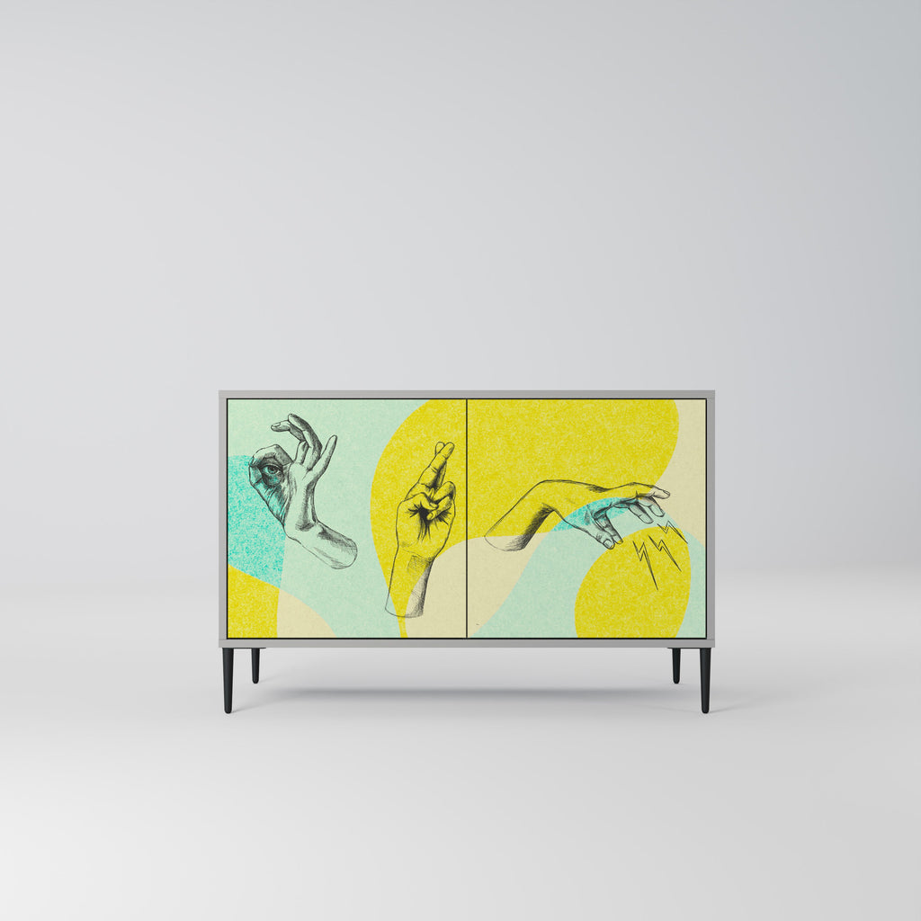 Buffet 2 portes BODY LANGUAGE en finition grise