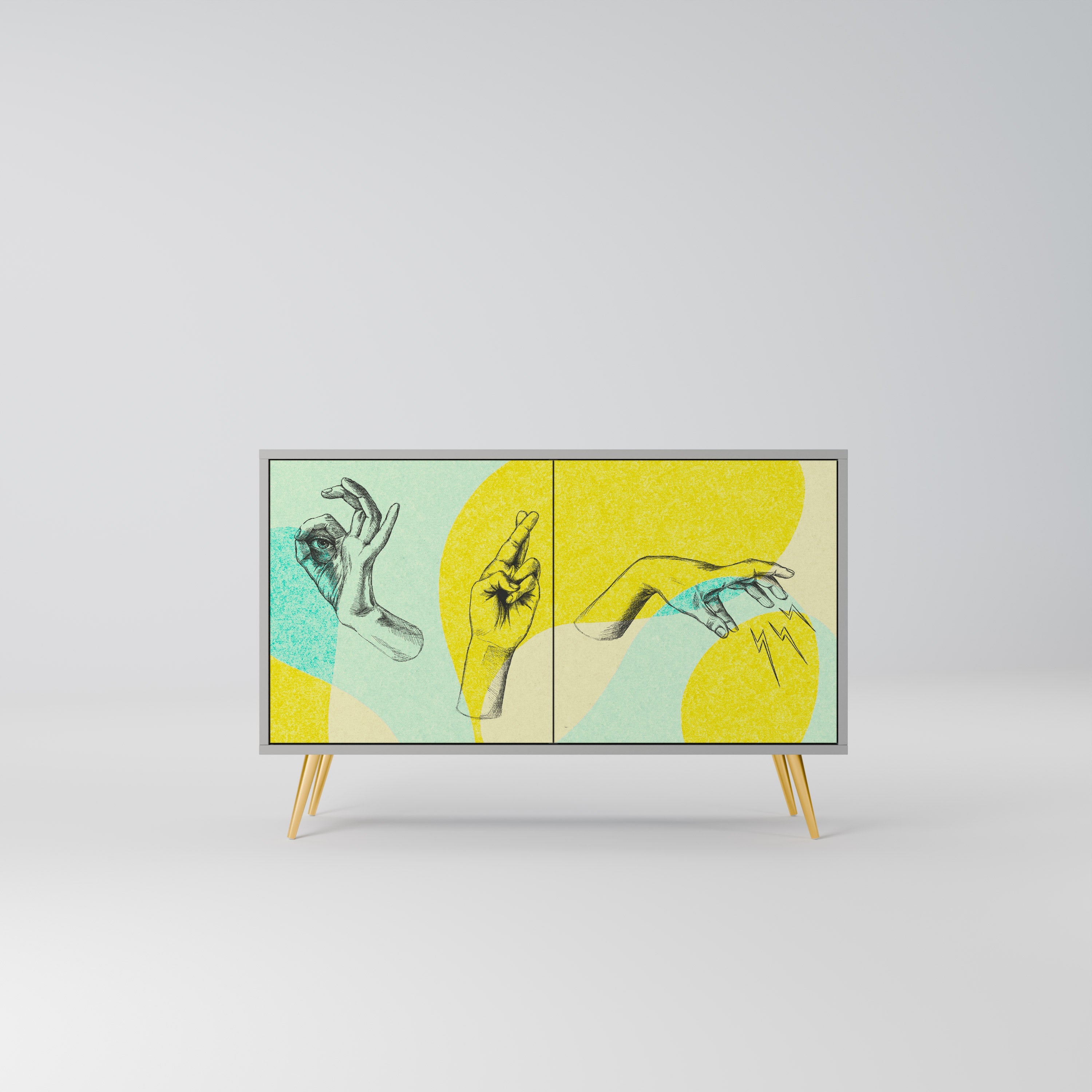 Buffet 2 portes BODY LANGUAGE en finition grise