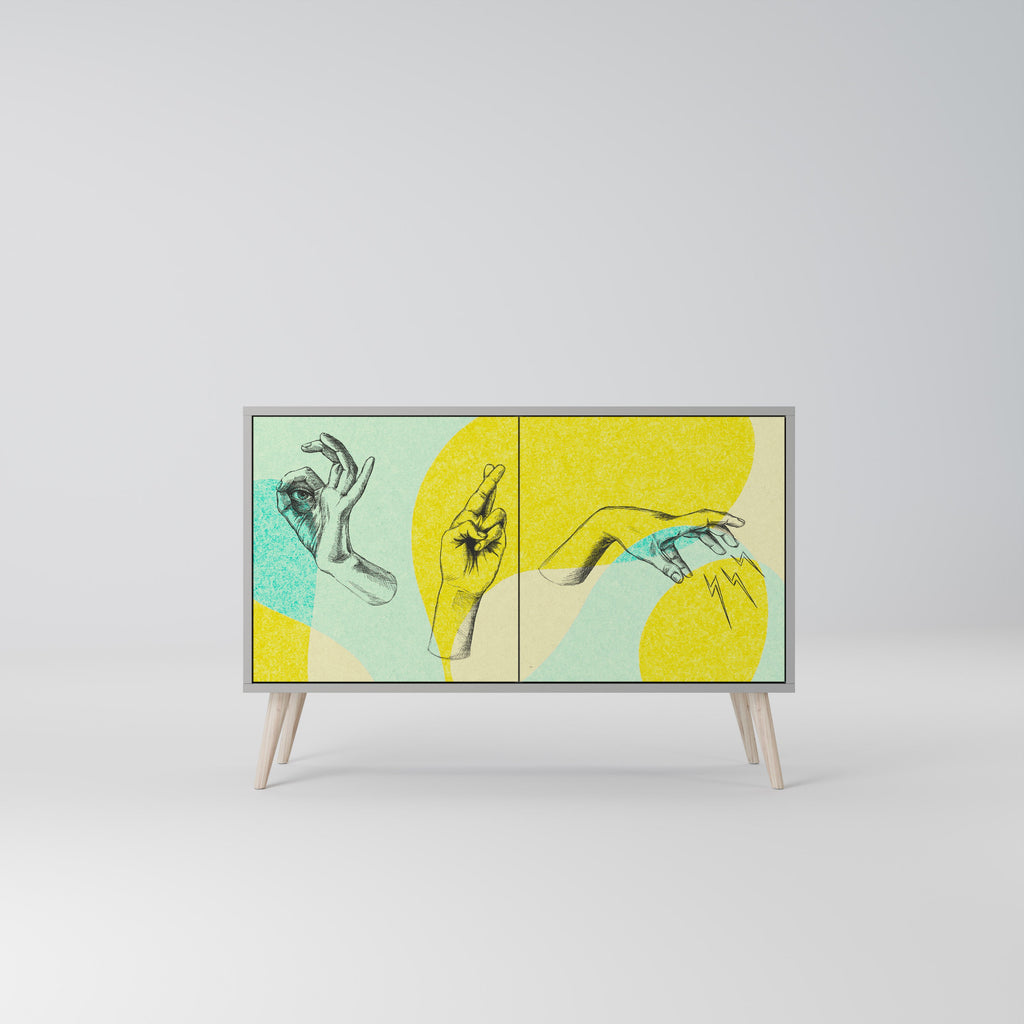 Buffet 2 portes BODY LANGUAGE en finition grise