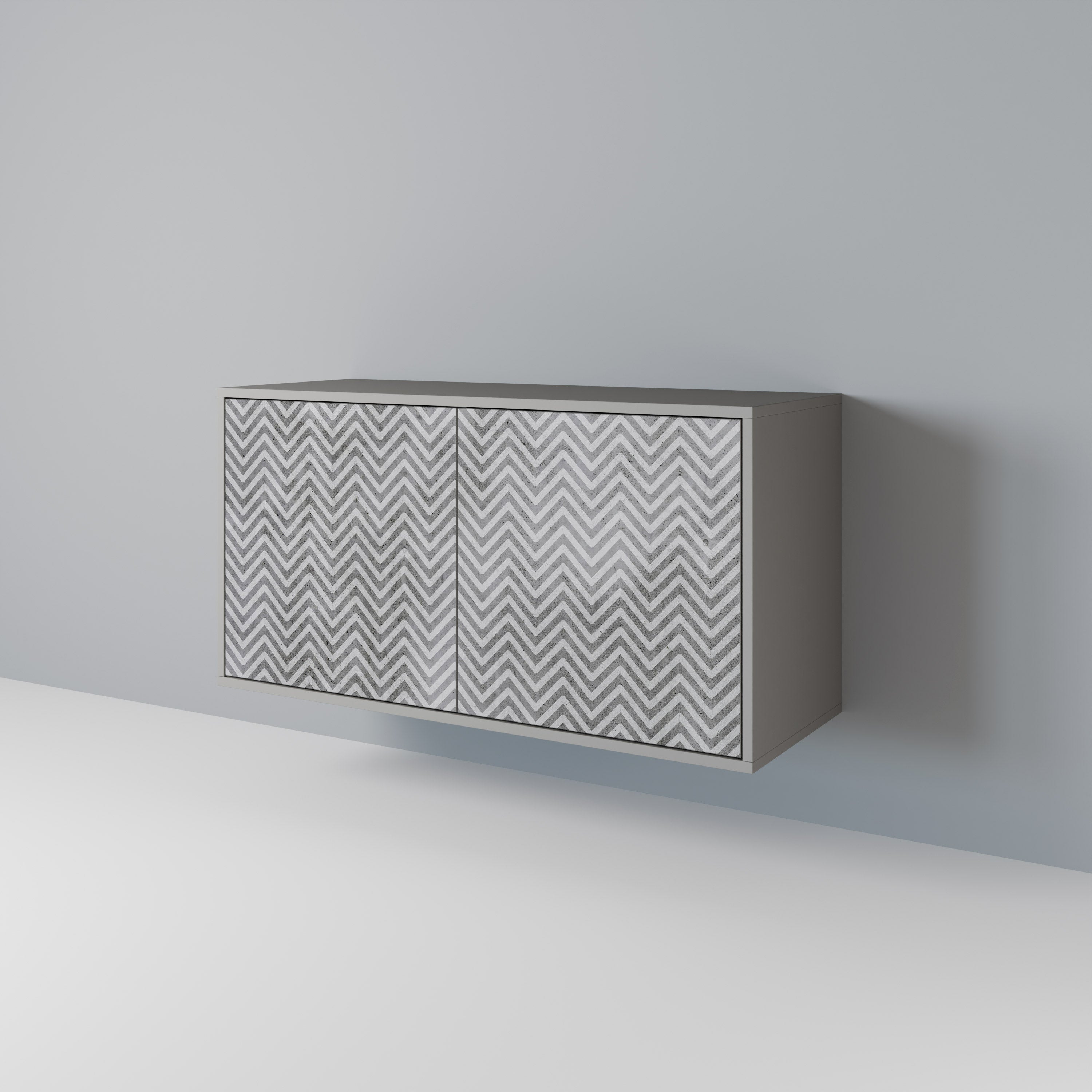 Buffet 2 portes en béton ZIG ZAG, finition grise