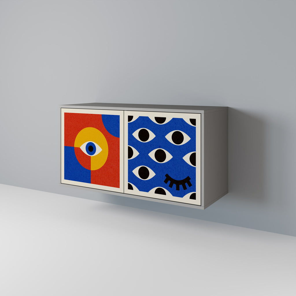 Buffet 2 portes GEOMETRIC EYES finition grise