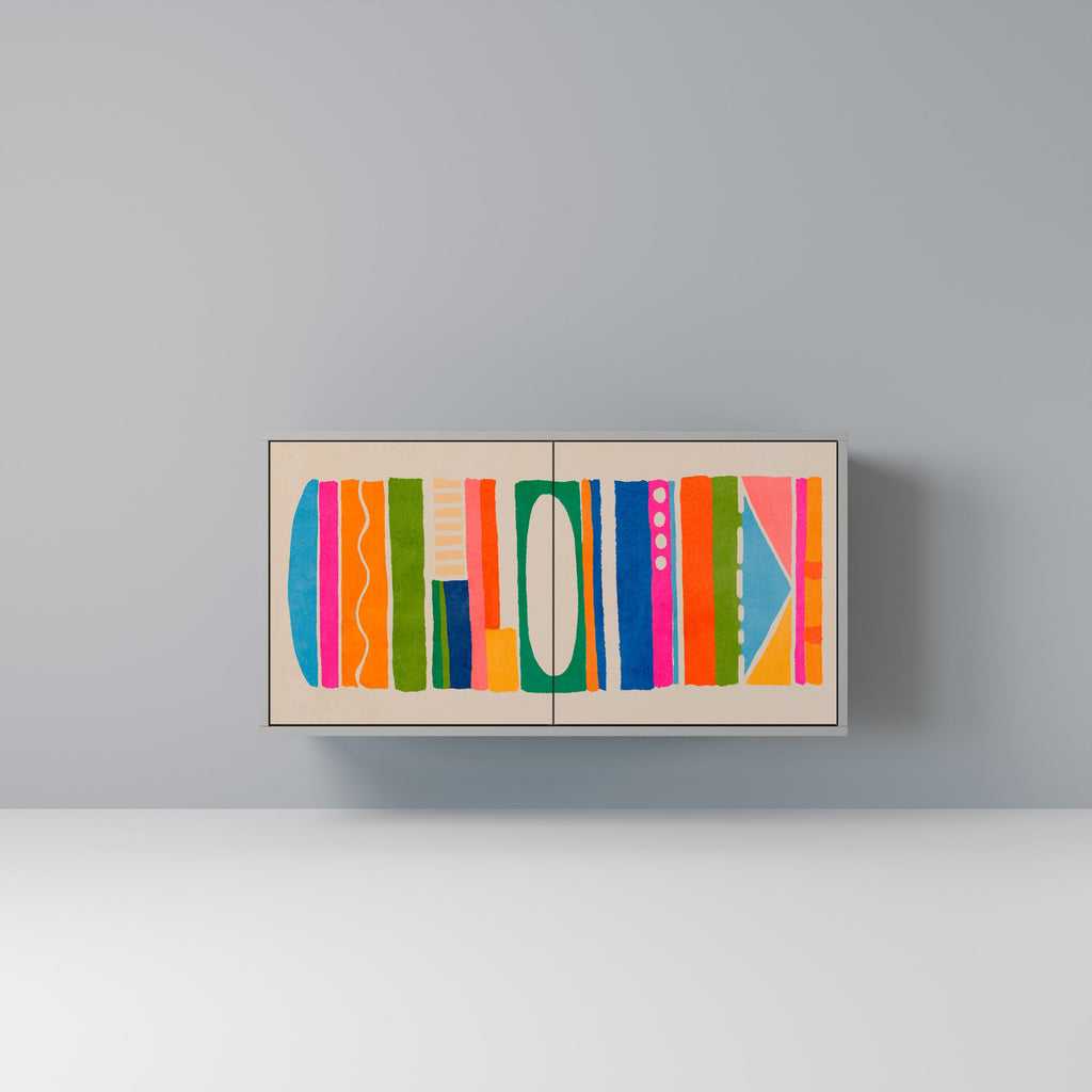 Buffet 2 portes GEOMETRIC SHINE en finition grise