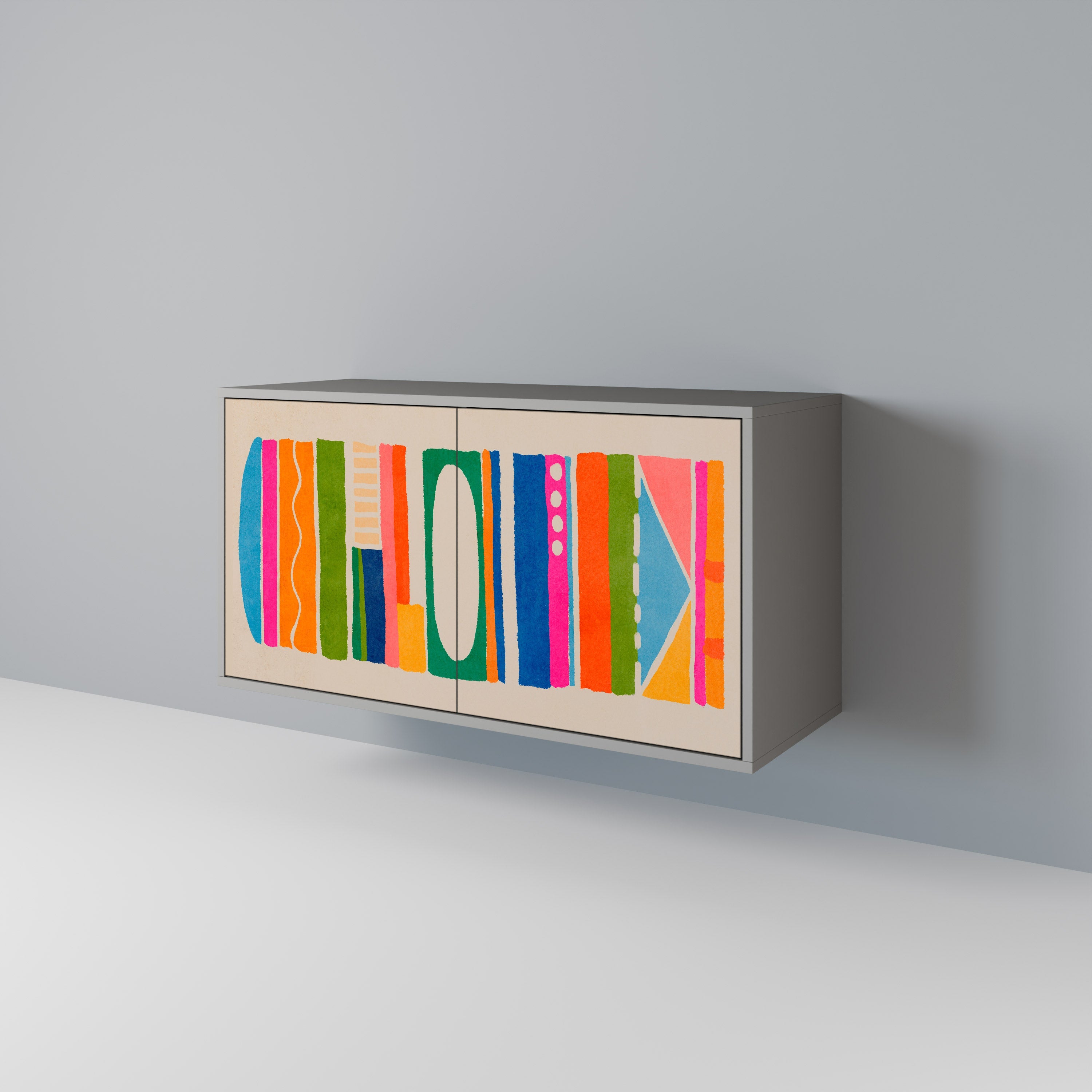 Buffet 2 portes GEOMETRIC SHINE en finition grise