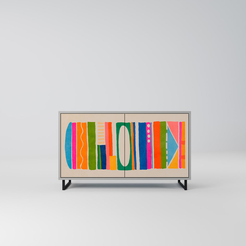 Buffet 2 portes GEOMETRIC SHINE en finition grise