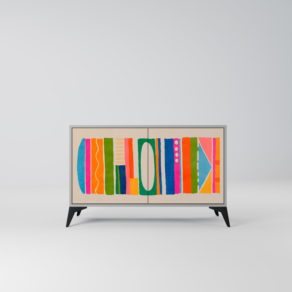 Buffet 2 portes GEOMETRIC SHINE en finition grise