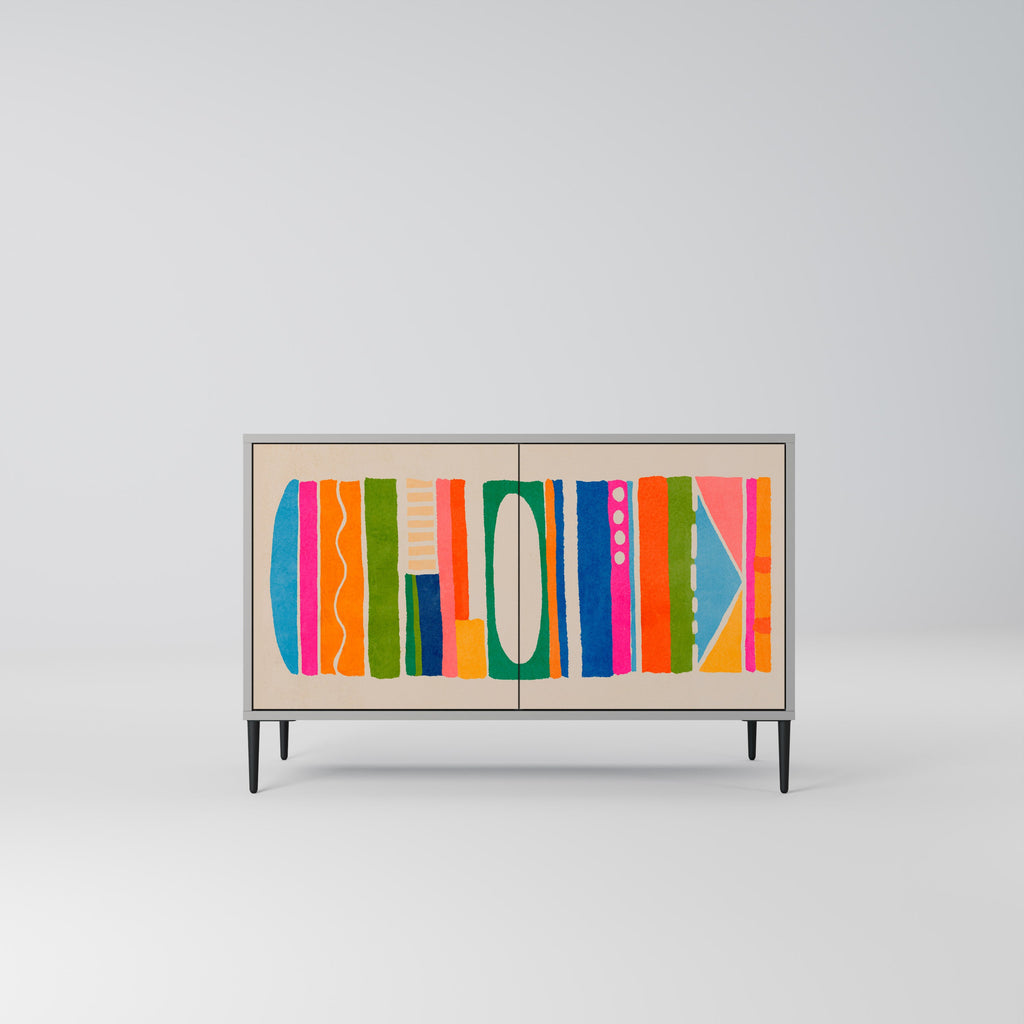 Buffet 2 portes GEOMETRIC SHINE en finition grise