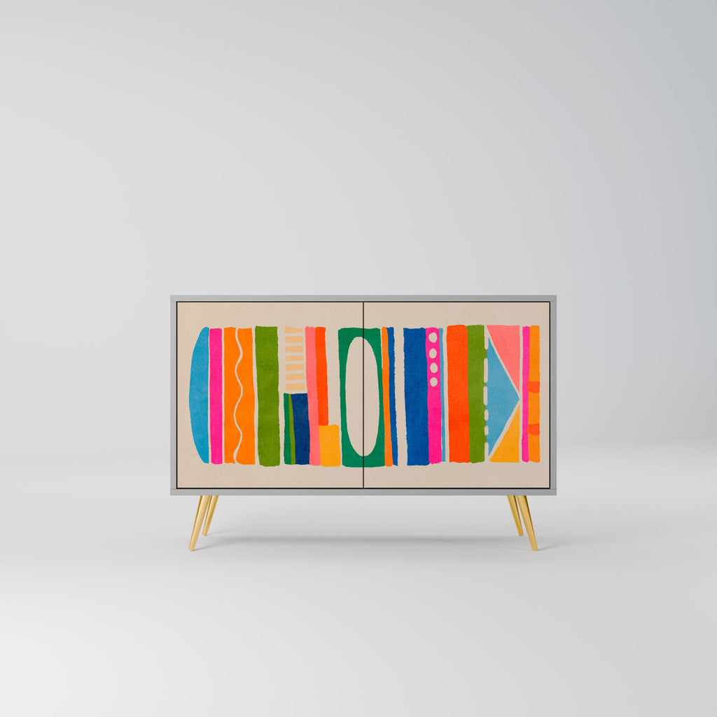 Buffet 2 portes GEOMETRIC SHINE en finition grise