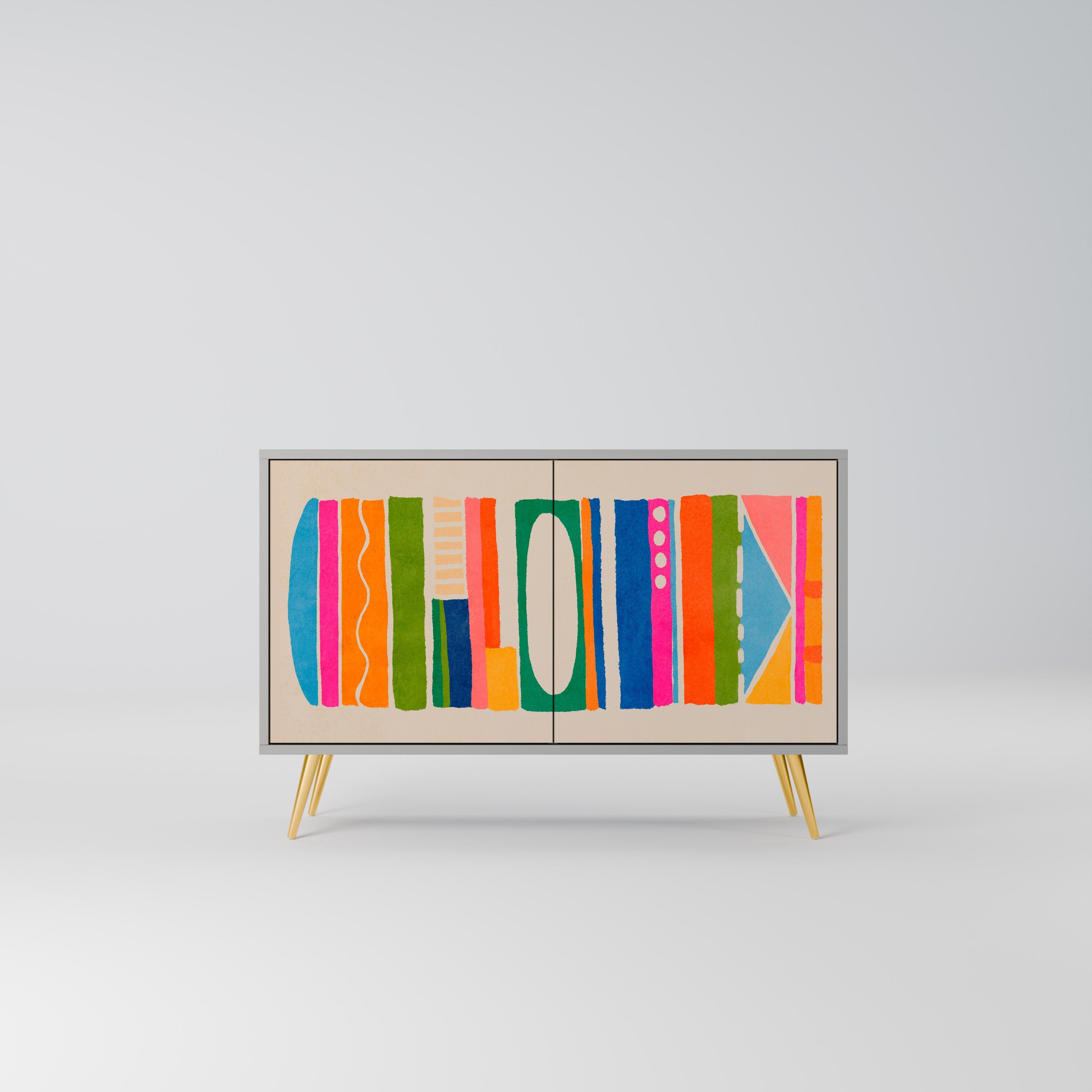 Buffet 2 portes GEOMETRIC SHINE en finition grise