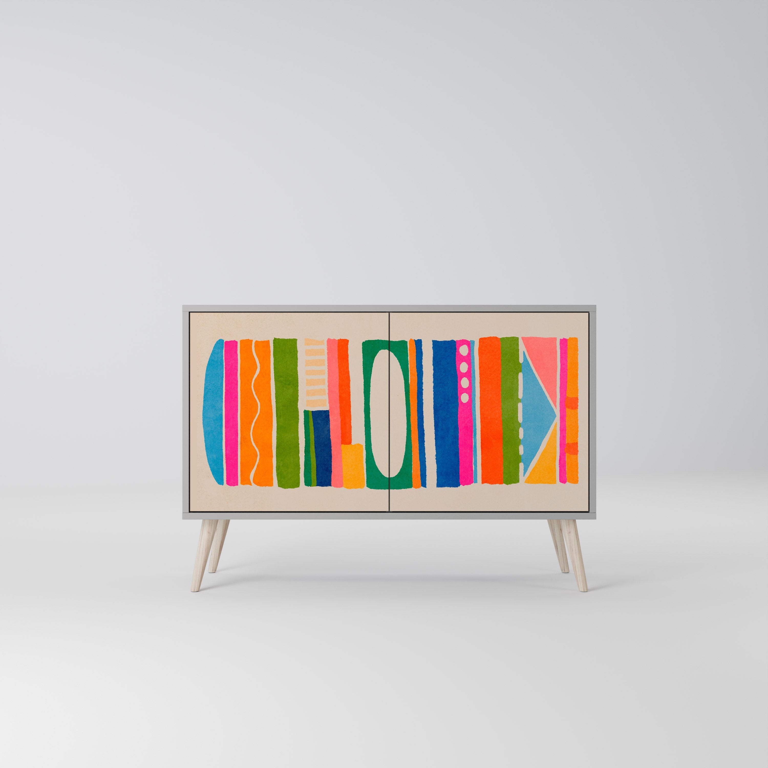 Buffet 2 portes GEOMETRIC SHINE en finition grise