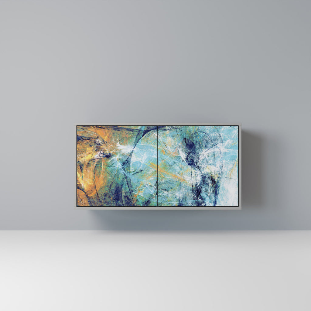 Buffet 2 portes ABSTRACT THOUGHTS en finition grise