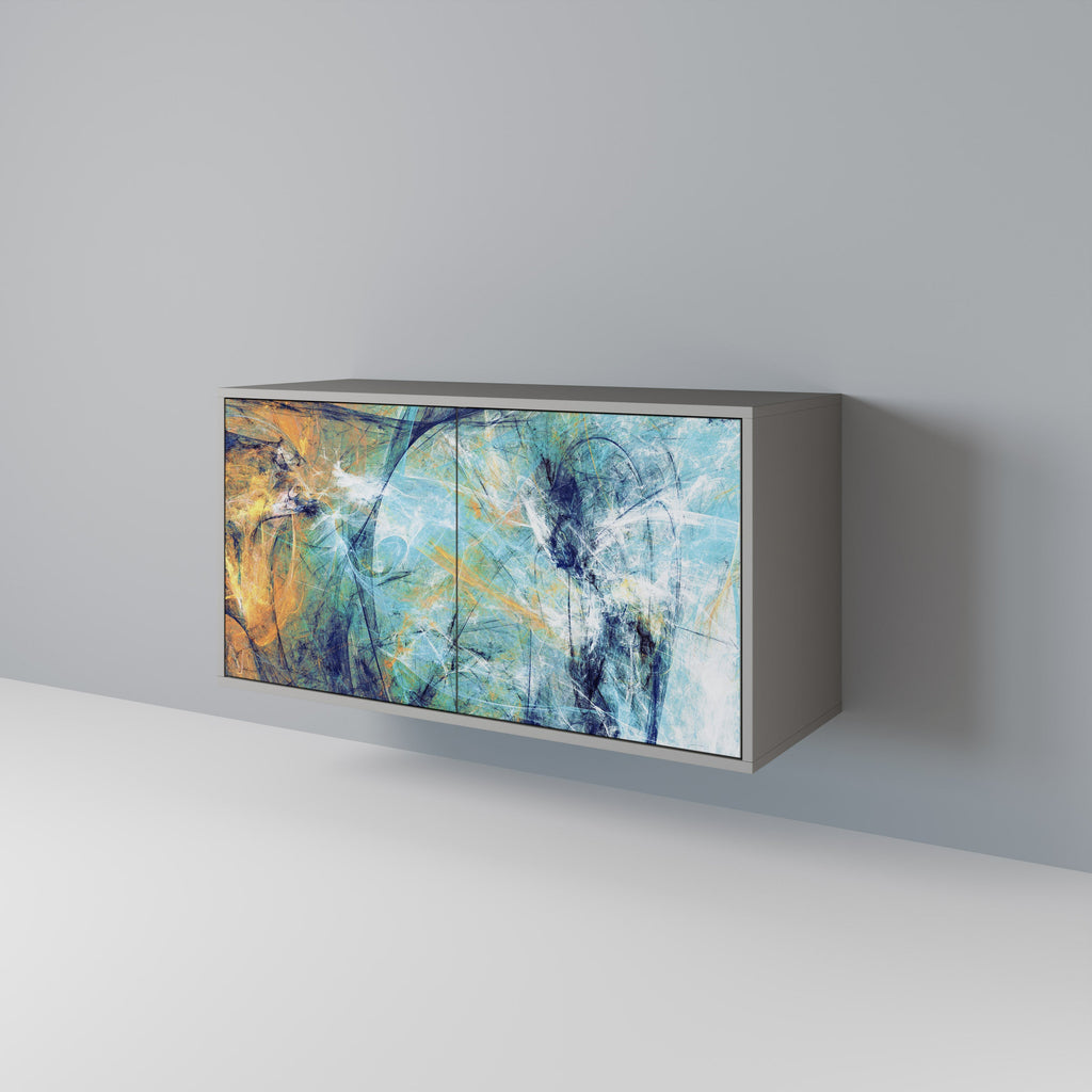 Buffet 2 portes ABSTRACT THOUGHTS en finition grise