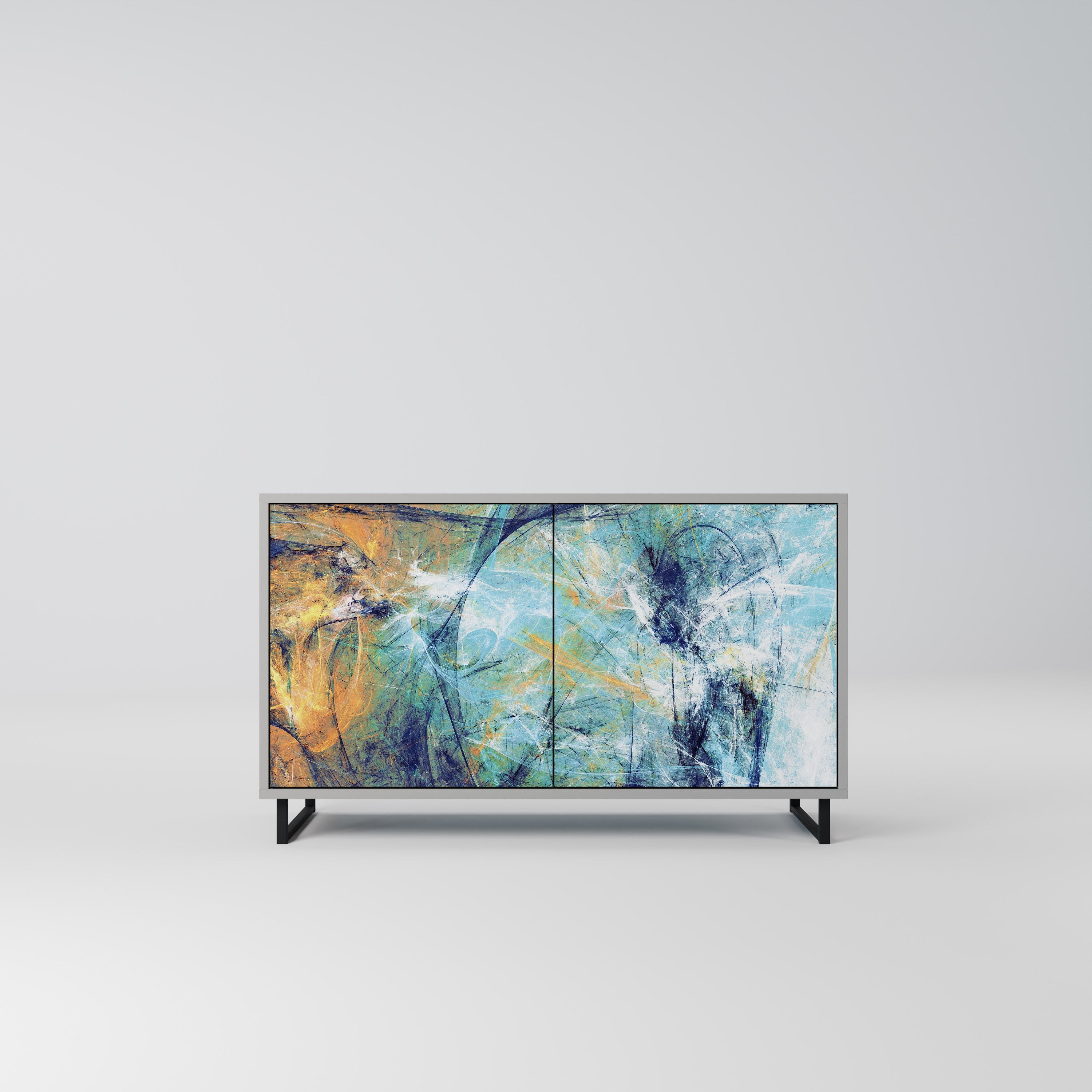 Buffet 2 portes ABSTRACT THOUGHTS en finition grise