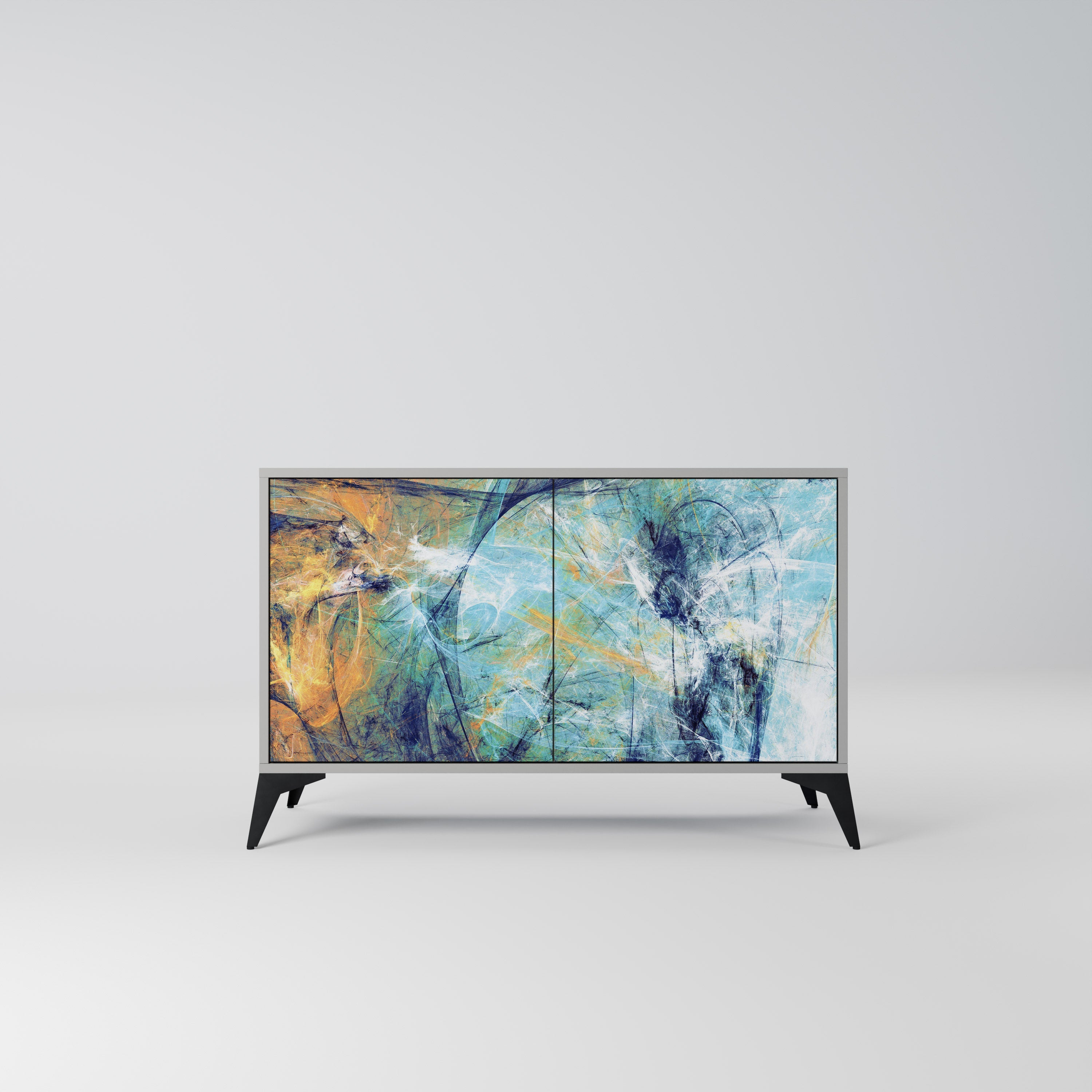 Buffet 2 portes ABSTRACT THOUGHTS en finition grise