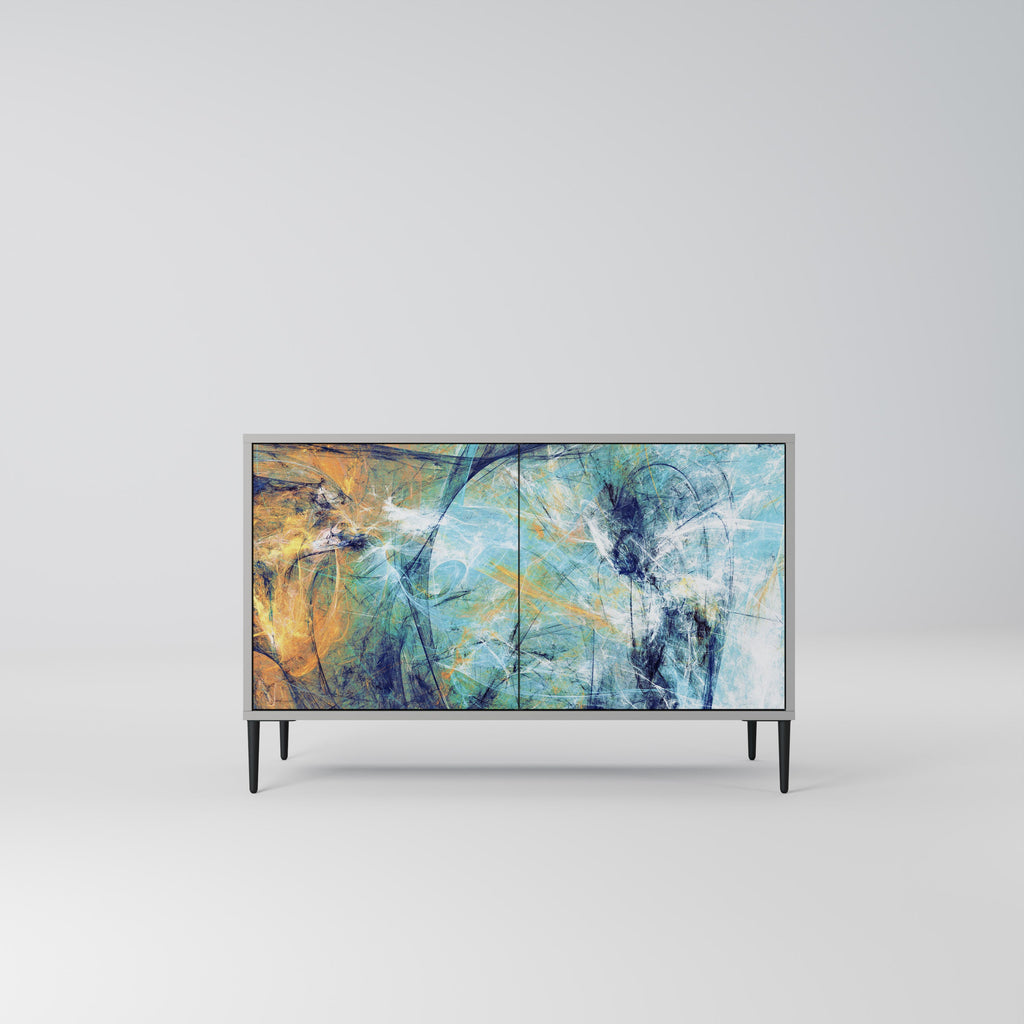 Buffet 2 portes ABSTRACT THOUGHTS en finition grise