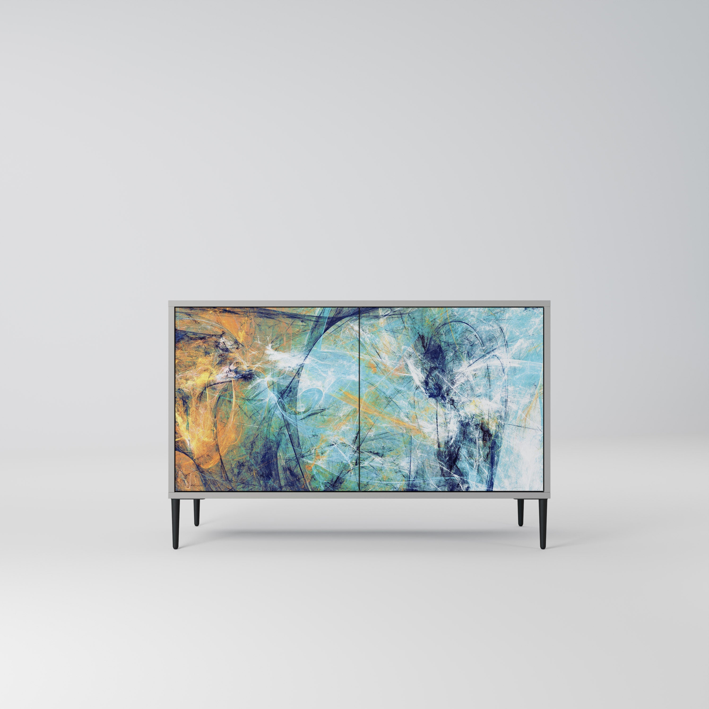 Buffet 2 portes ABSTRACT THOUGHTS en finition grise